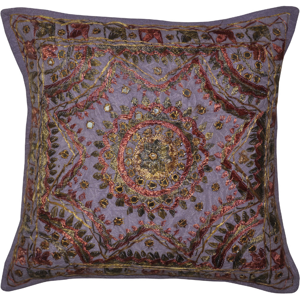 Rajasthani Heavy Embroidery Work Design Mirror Work Throw Cushion Cover 41 X
