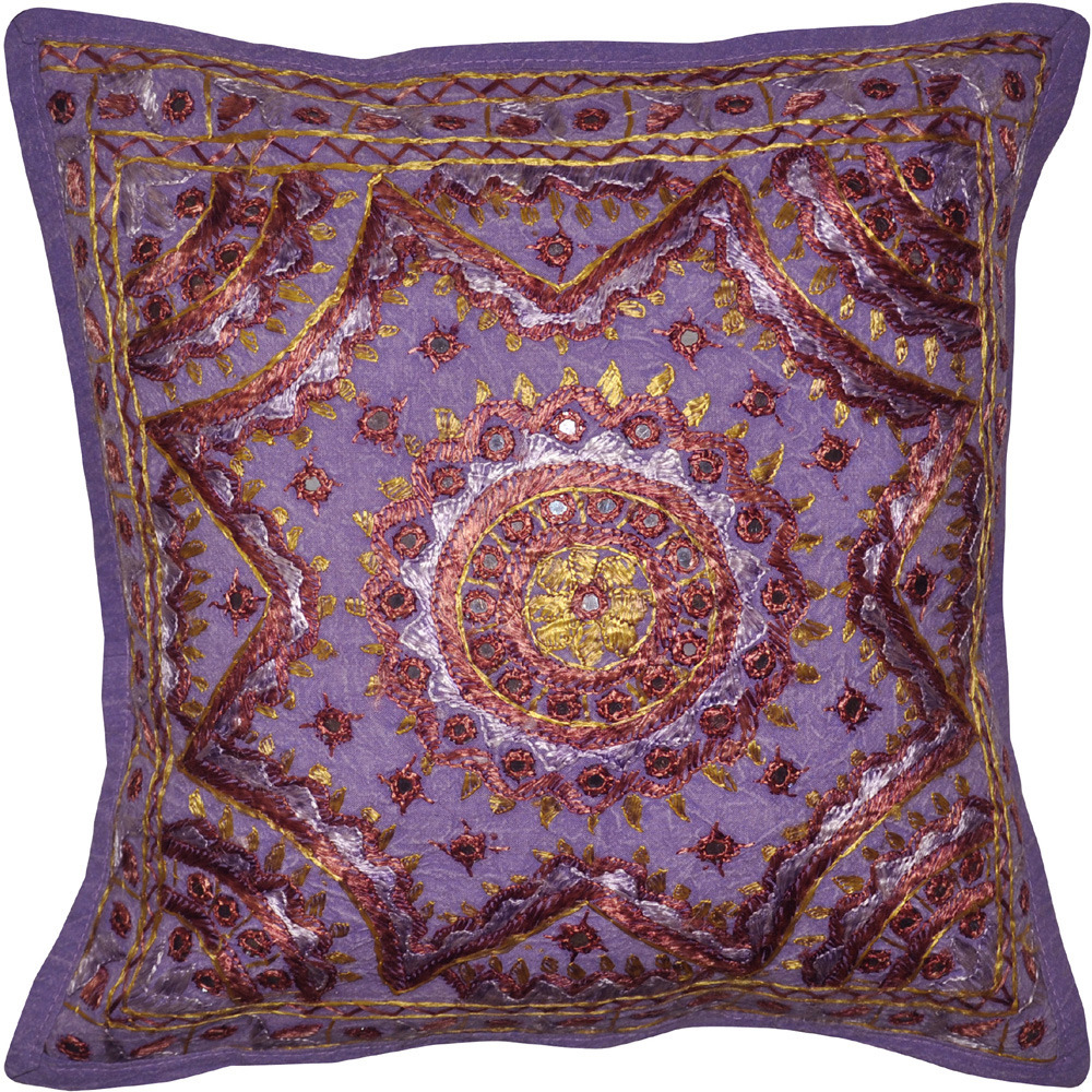 Jaipuri Heavy Embroidery Work Traditional Mirror Work Design Cotton Cushion C