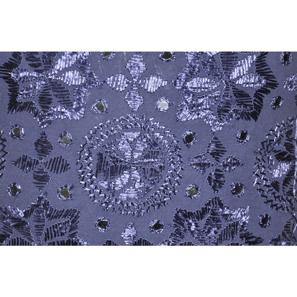 Vintage Embroidered Cushion Covers Pair Mirror Cotton Blue Pillowcases Throw 16 Inch
