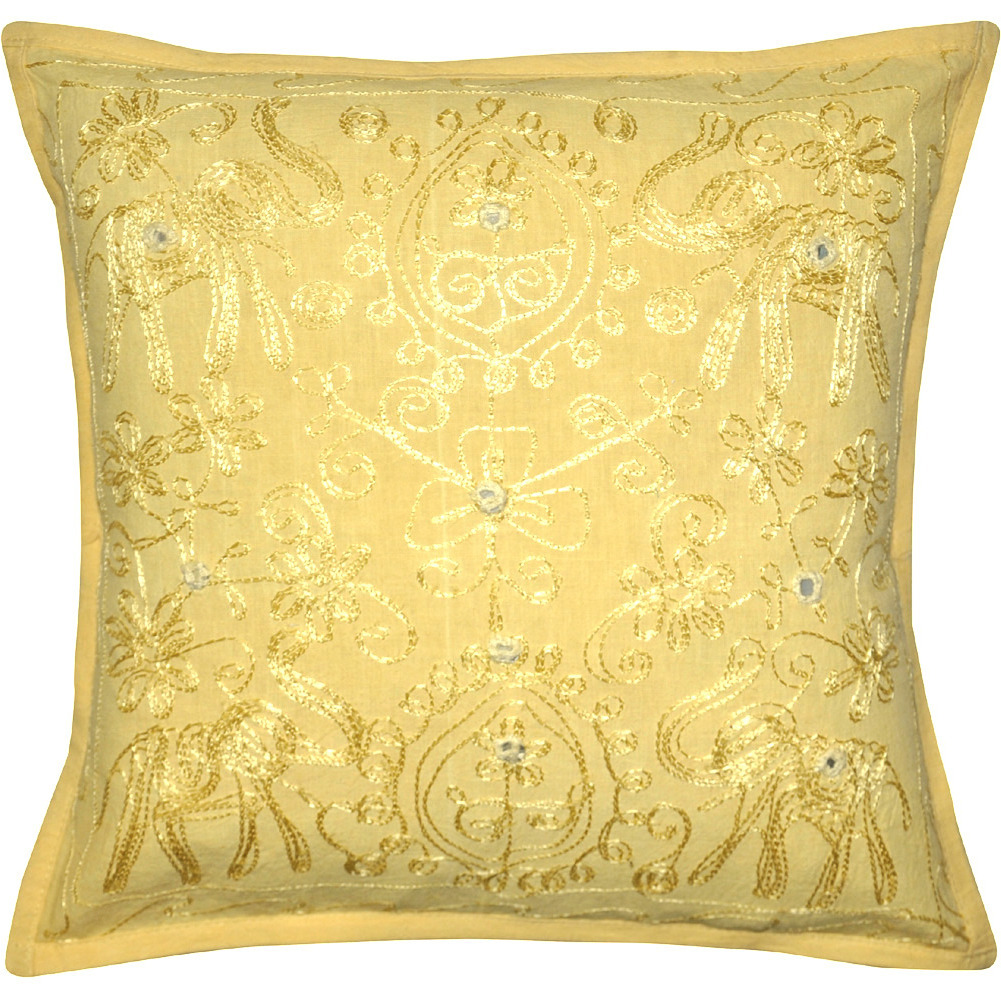 Indian Cushion Covers Pair Embroidere?d Green Cotton Pillow Cases Throw 16X16
