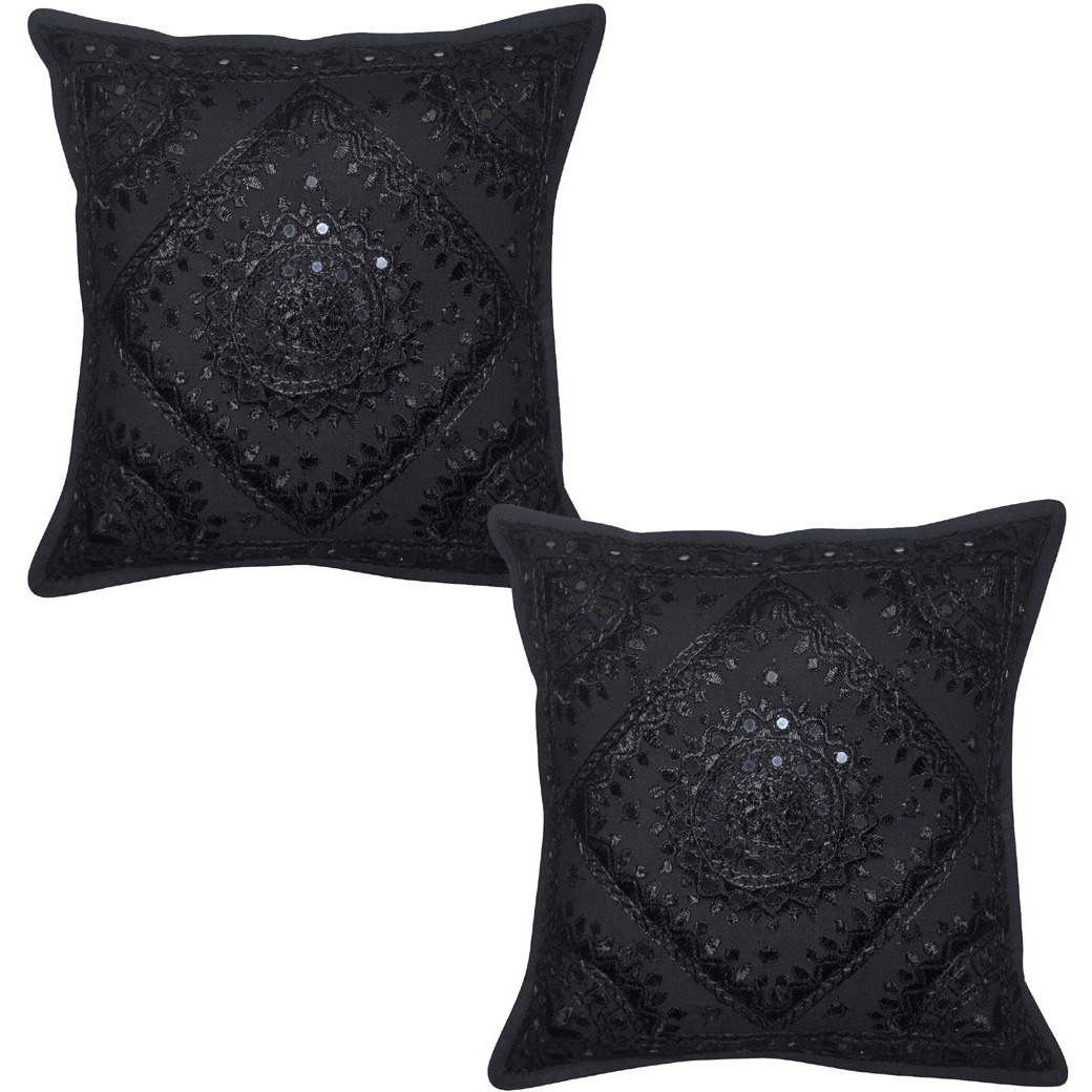 Indian Traditional Design Mirror Embroidery Decorative Cotton Sofa Cushion Co