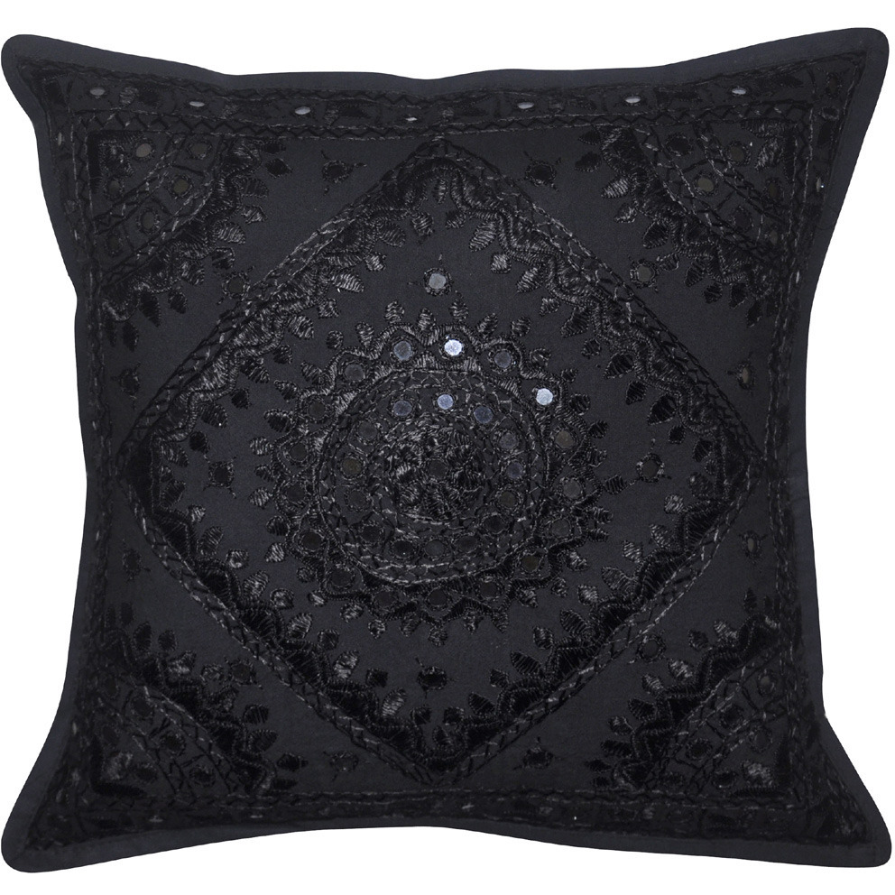 Indian Traditional Design Mirror Embroidery Decorative Cotton Sofa Cushion Co