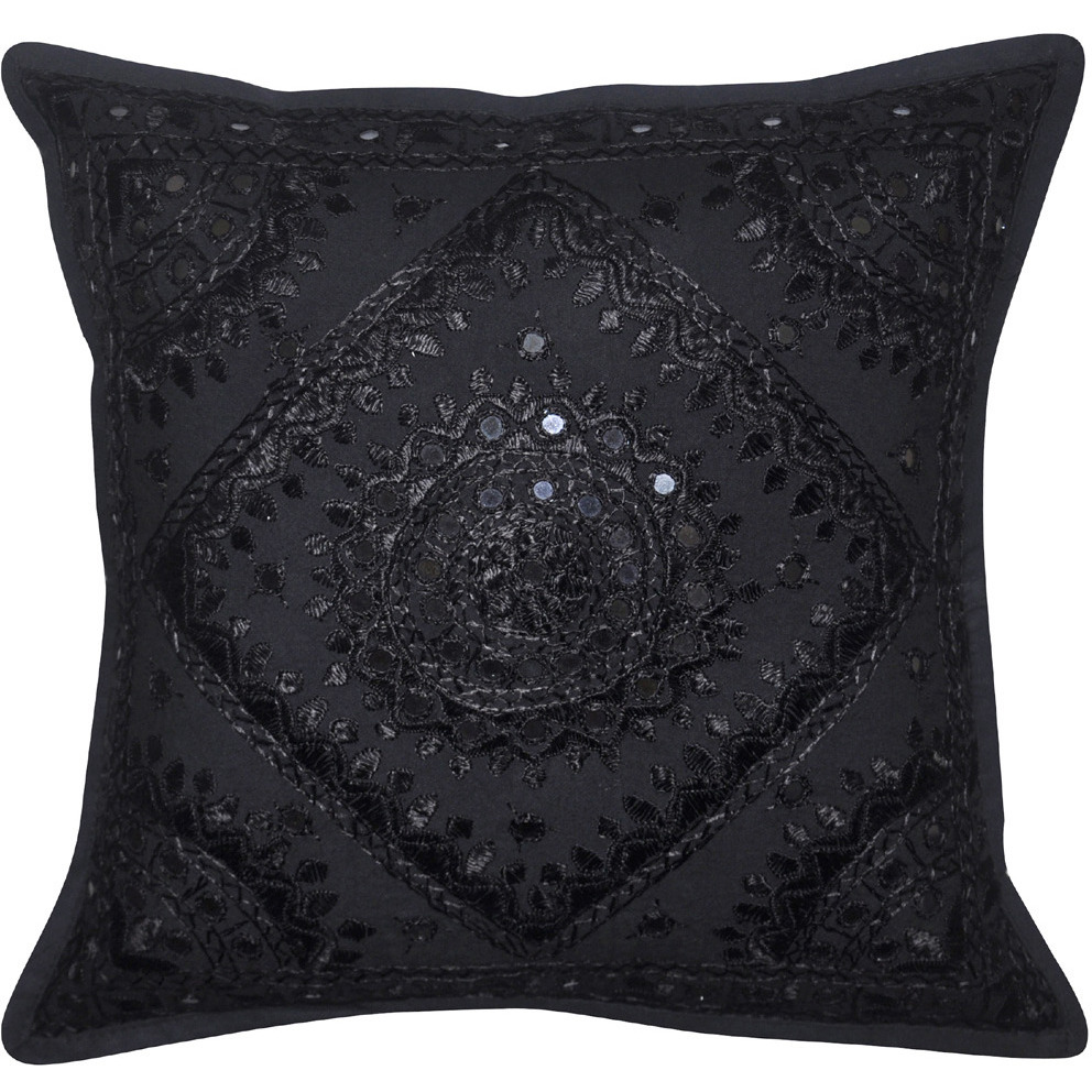 Indian Traditional Design Mirror Embroidery Decorative Cotton Sofa Cushion Co