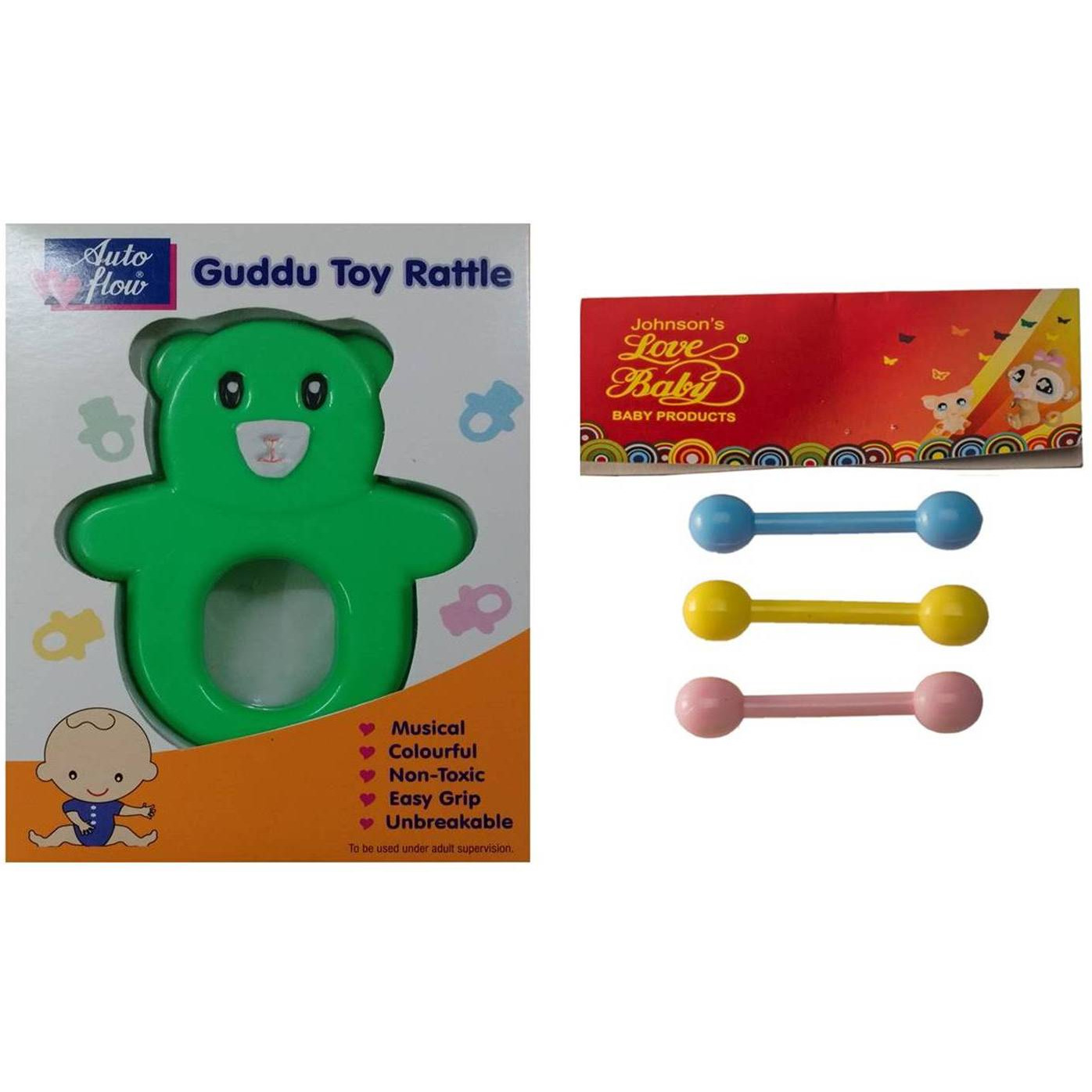 Auto Flow Rattle Toy - Guddu Toy - BT24 Combo Green