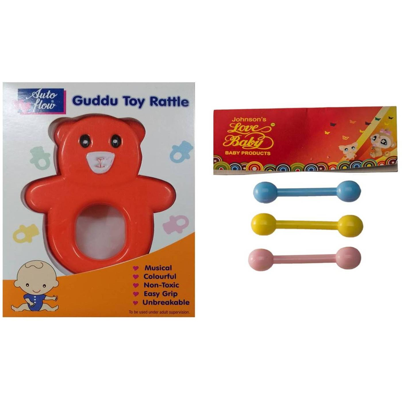 Auto Flow Rattle Toy - Guddu Toy - BT24 Combo Red