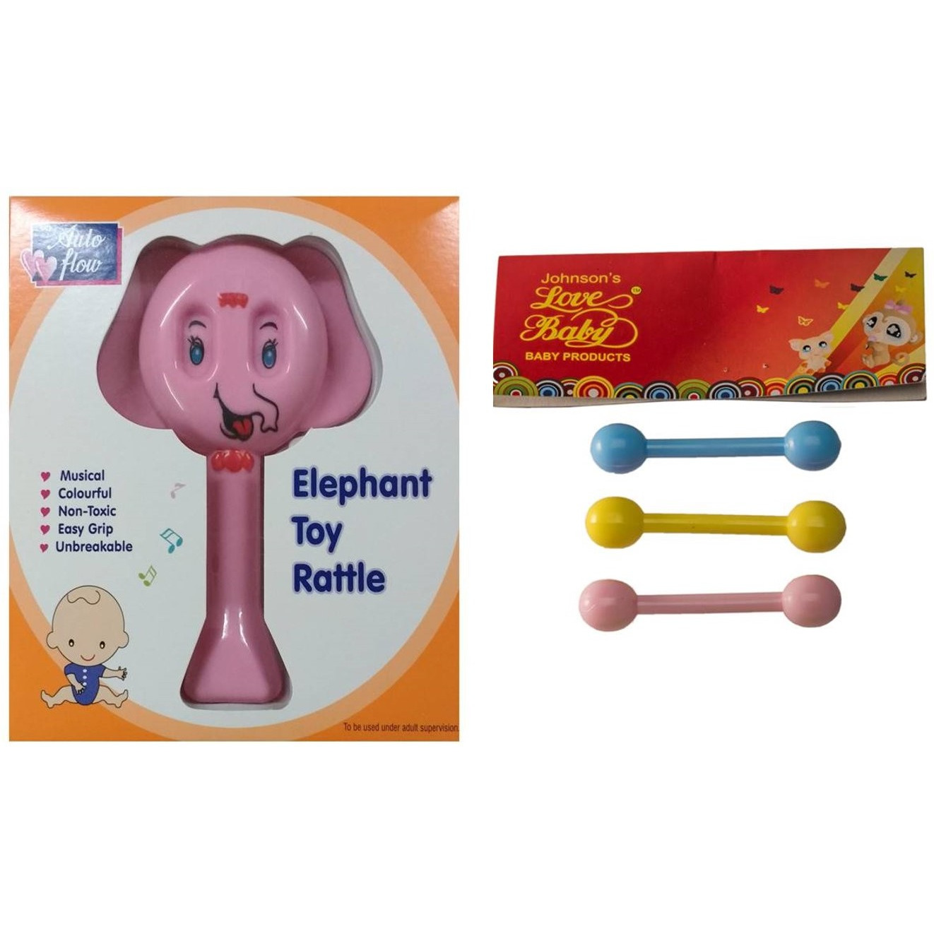 Auto Flow Rattle Toy- Elephant Toy - BT25 Combo Pink