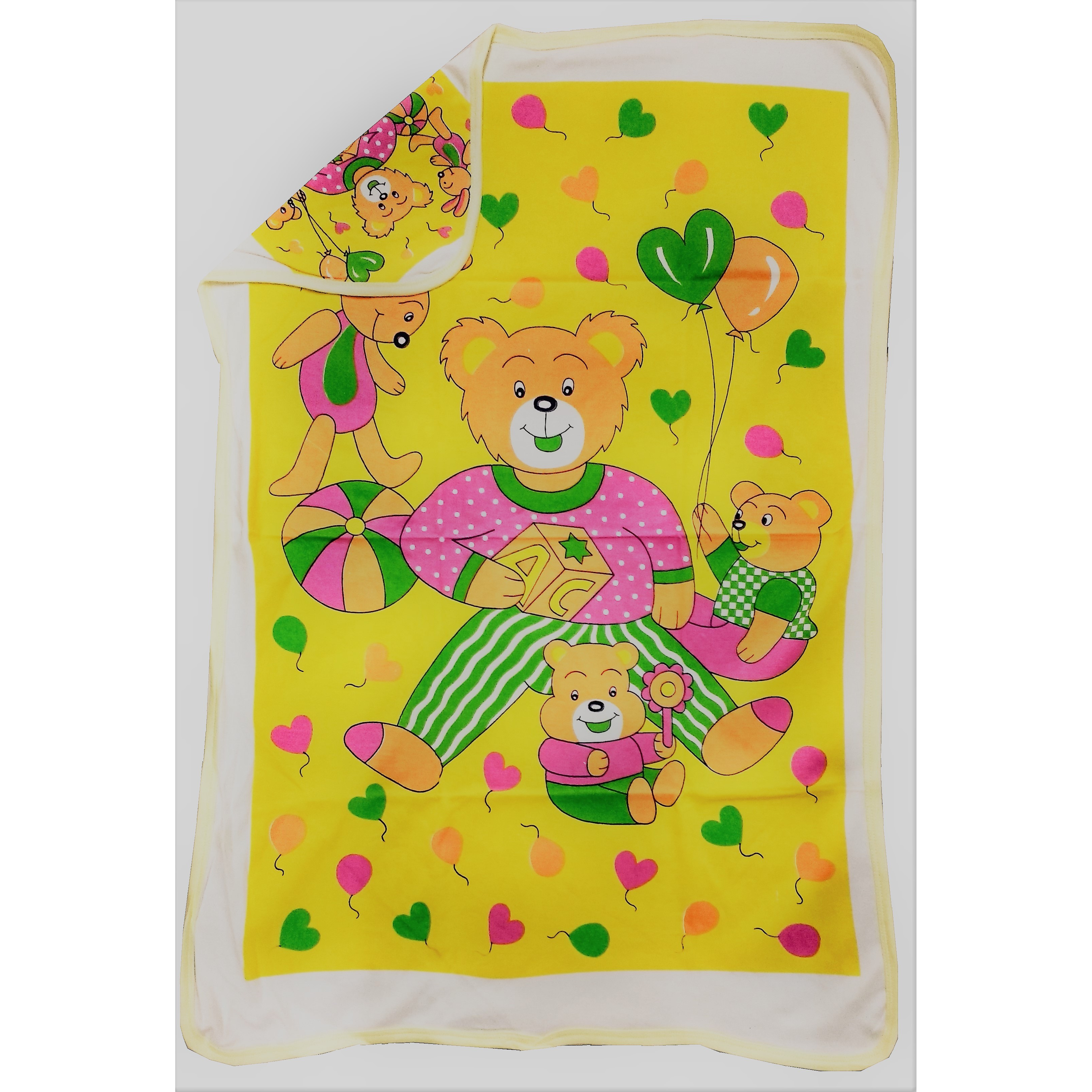 Love Baby Bath Towel Cotton Printed With Hood - 1911 P1 Yellow