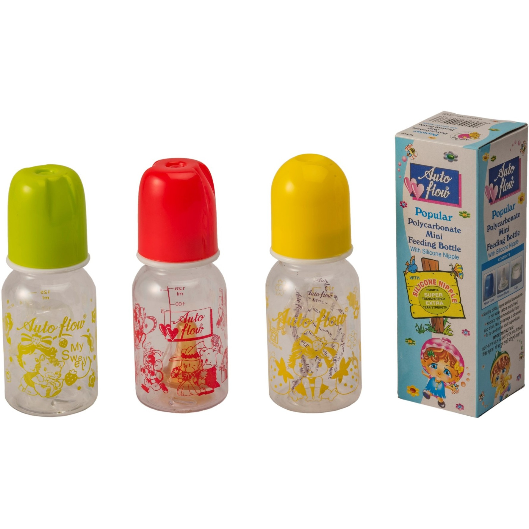 Baby Bottle Polycarbonate Pack of 3 MultiColour - BB13