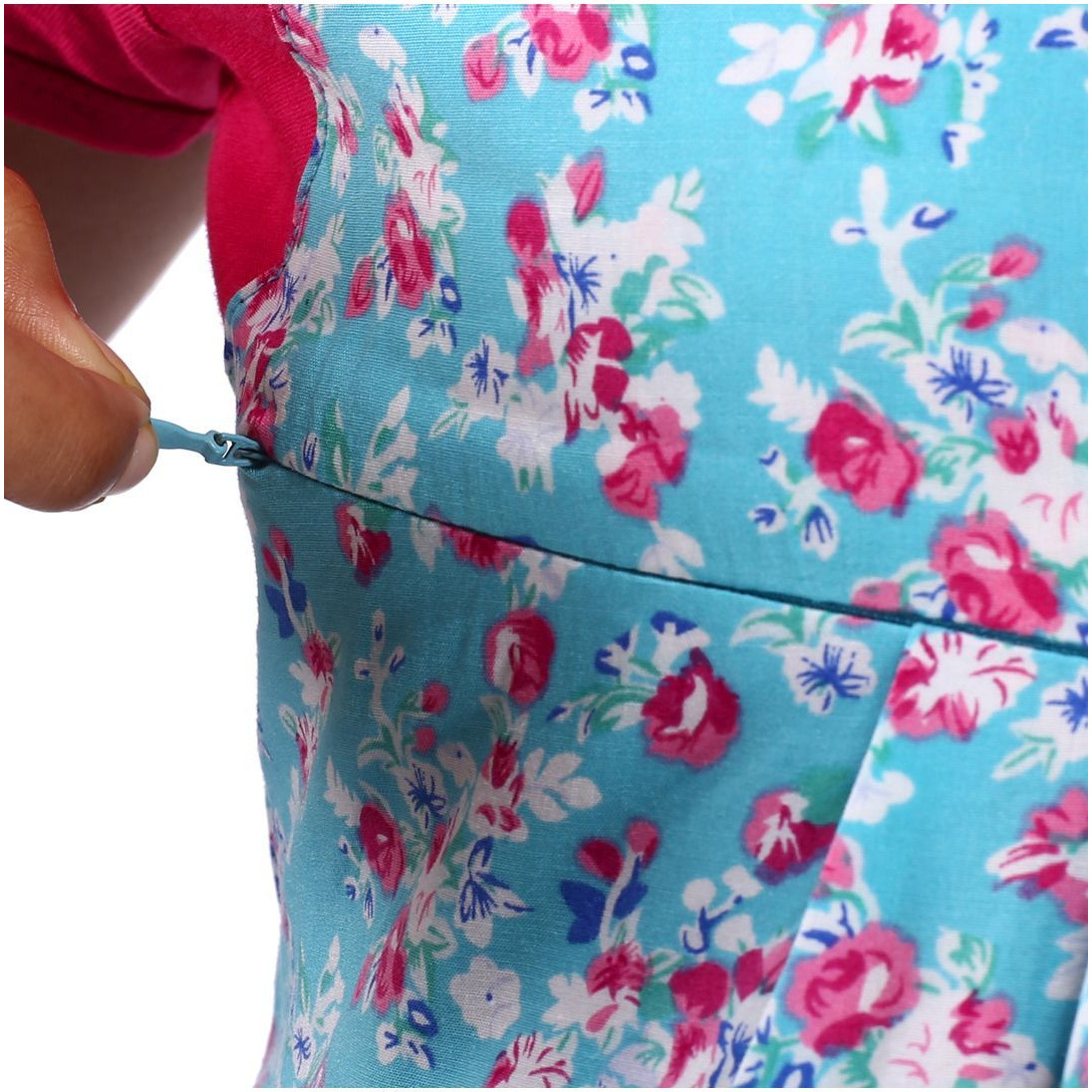 Mamma's Maternity Women's Printed Pink and Blue Maternity Dress