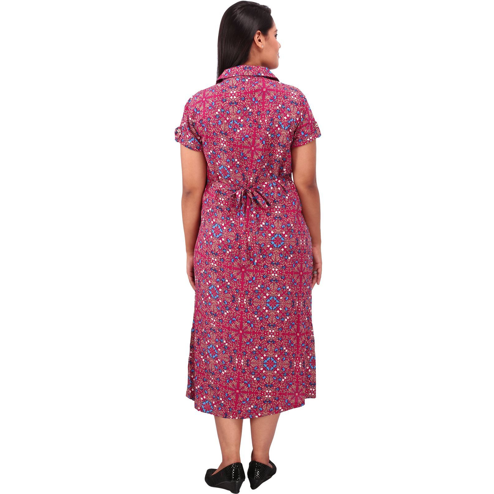 Mamma's Maternity Women's  Maroon Printed Cotton Maternity Dress