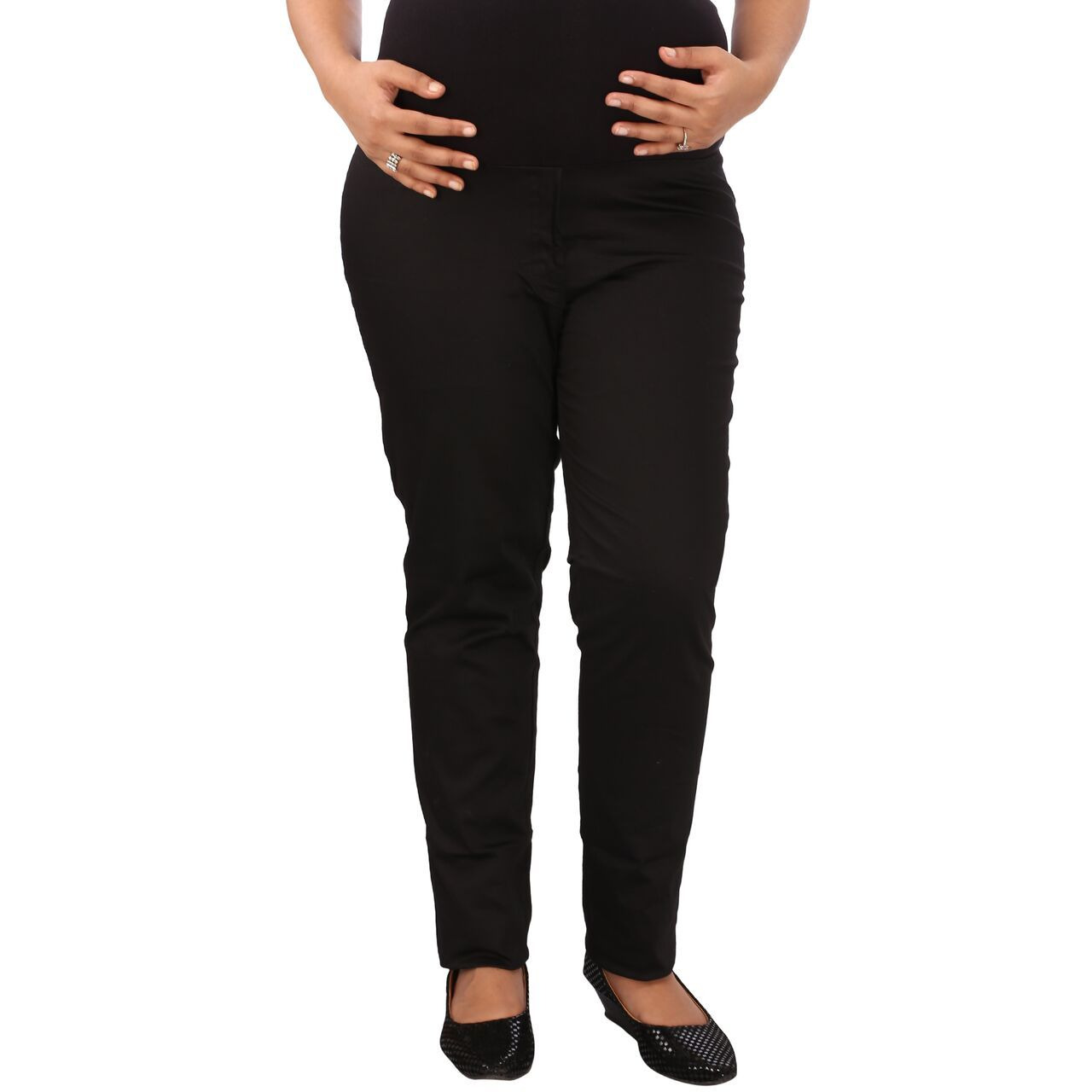 Mamma's maternity Women's Black Cotton Trouser (Size:MEDIUM)