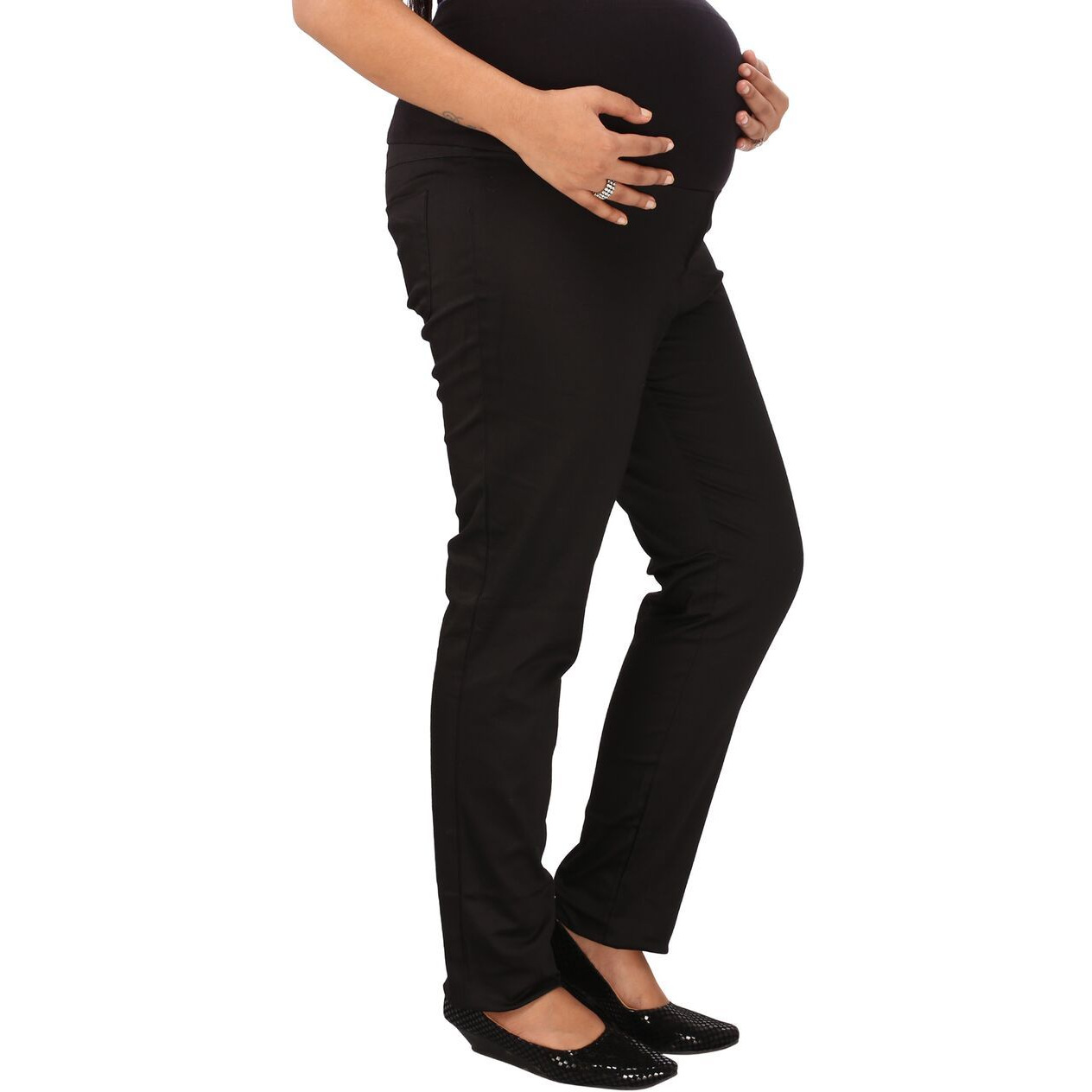 Mamma's maternity Women's Black Cotton Trouser (Size:MEDIUM)