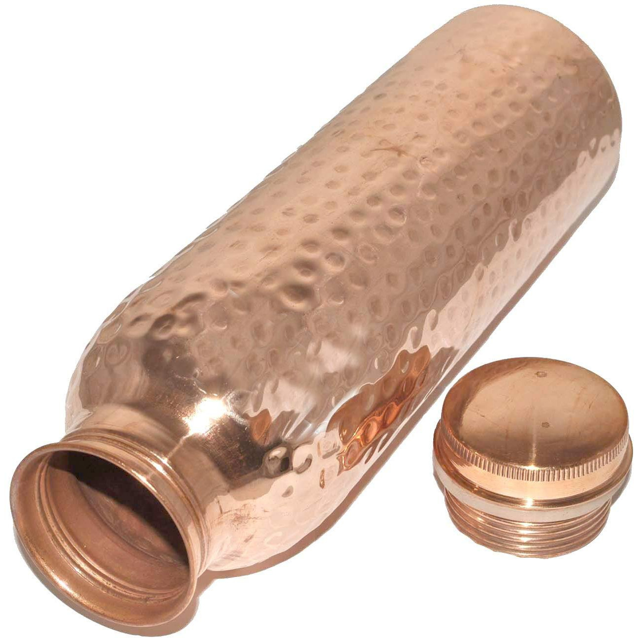 Set of 2 PCs Hand hammered 100% Pure Copper Drinkware Water Bottle Leak Proof Serving Flask 20 Oz