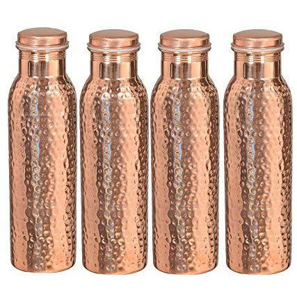 100% Pure Copper Set Of 4 Water Bottles Drinkware Flask 32 Oz