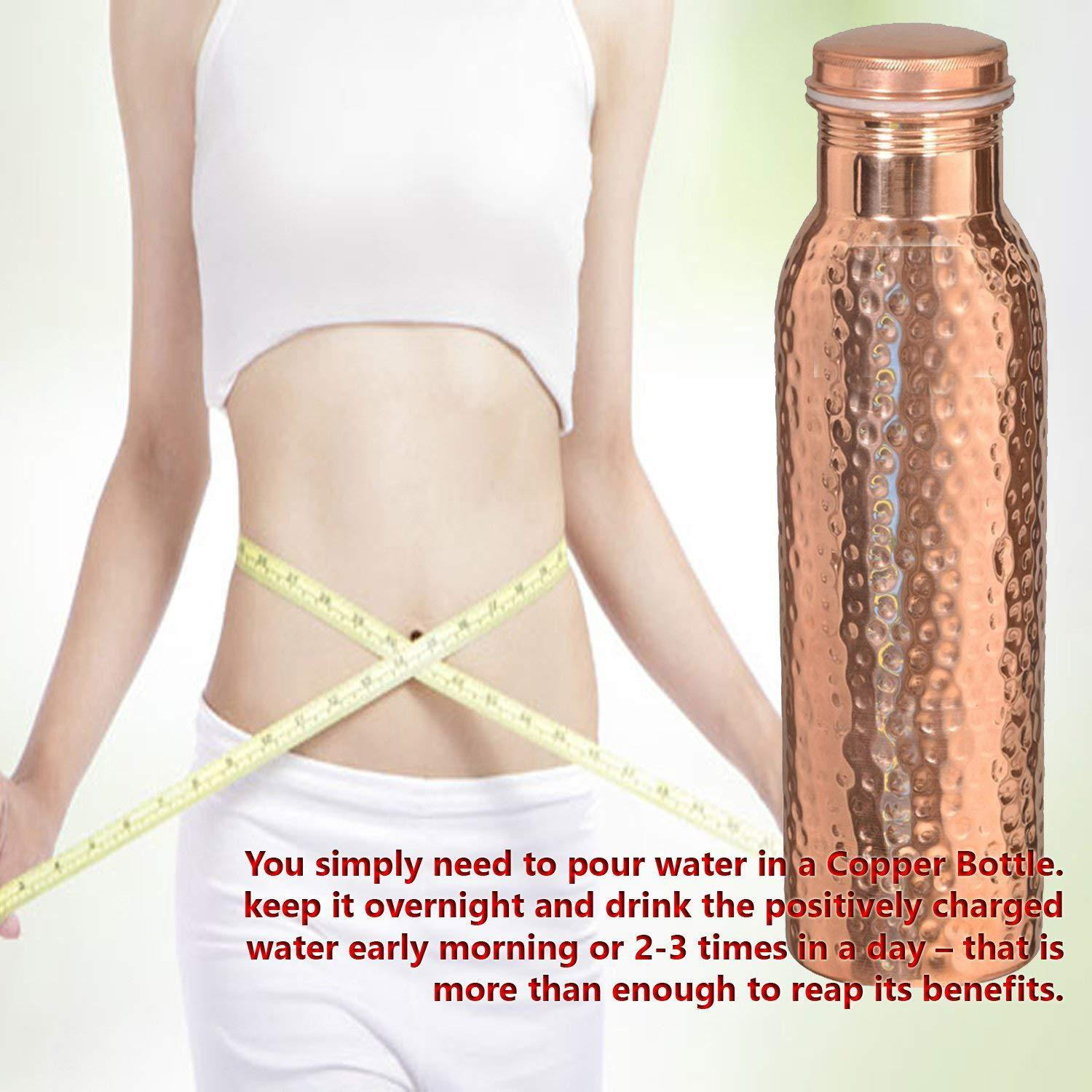 100% Pure Copper Set Of 4 Water Bottles Drinkware Flask 32 Oz