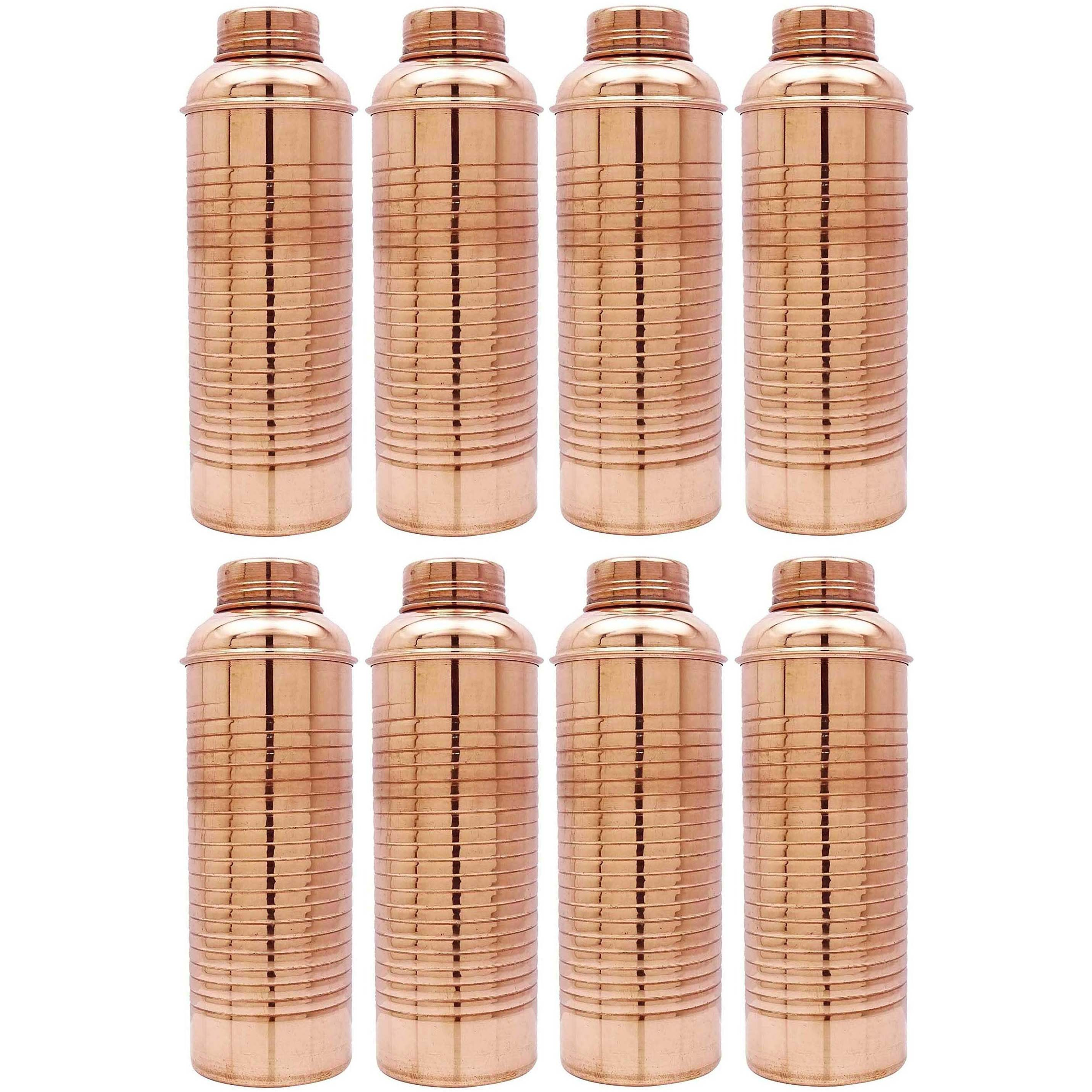 Set of 8 100% Pure Copper Designer Water Bottle Drinkware Flask Bottle 25 Oz Capacity