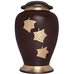 Royal Memorial Oval Brown Golden Falling Leaf Cremation.