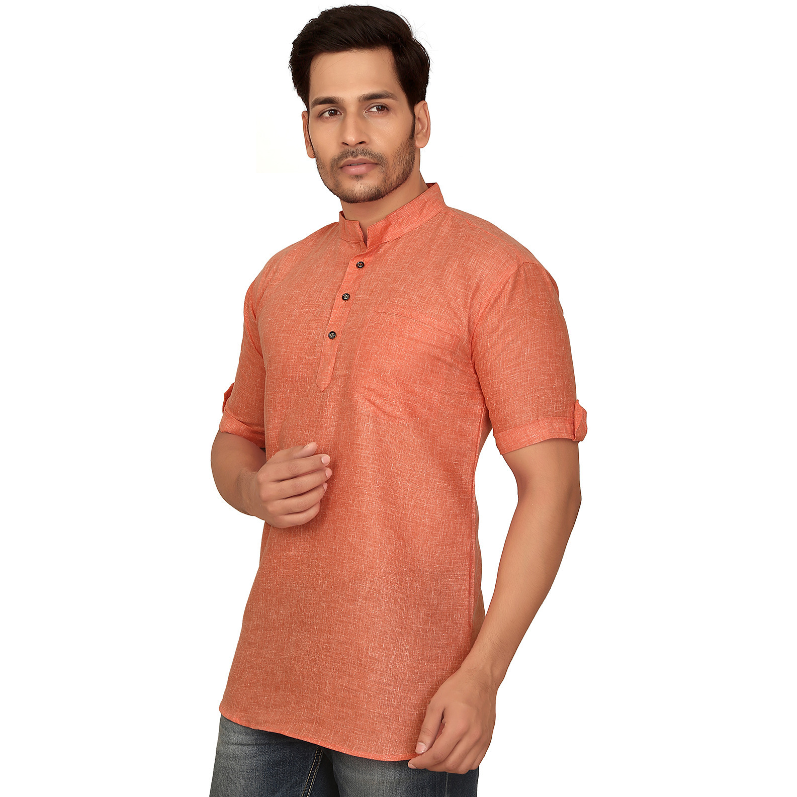 GARUN ORANGE HALF SLEEVE SHORT KURTA