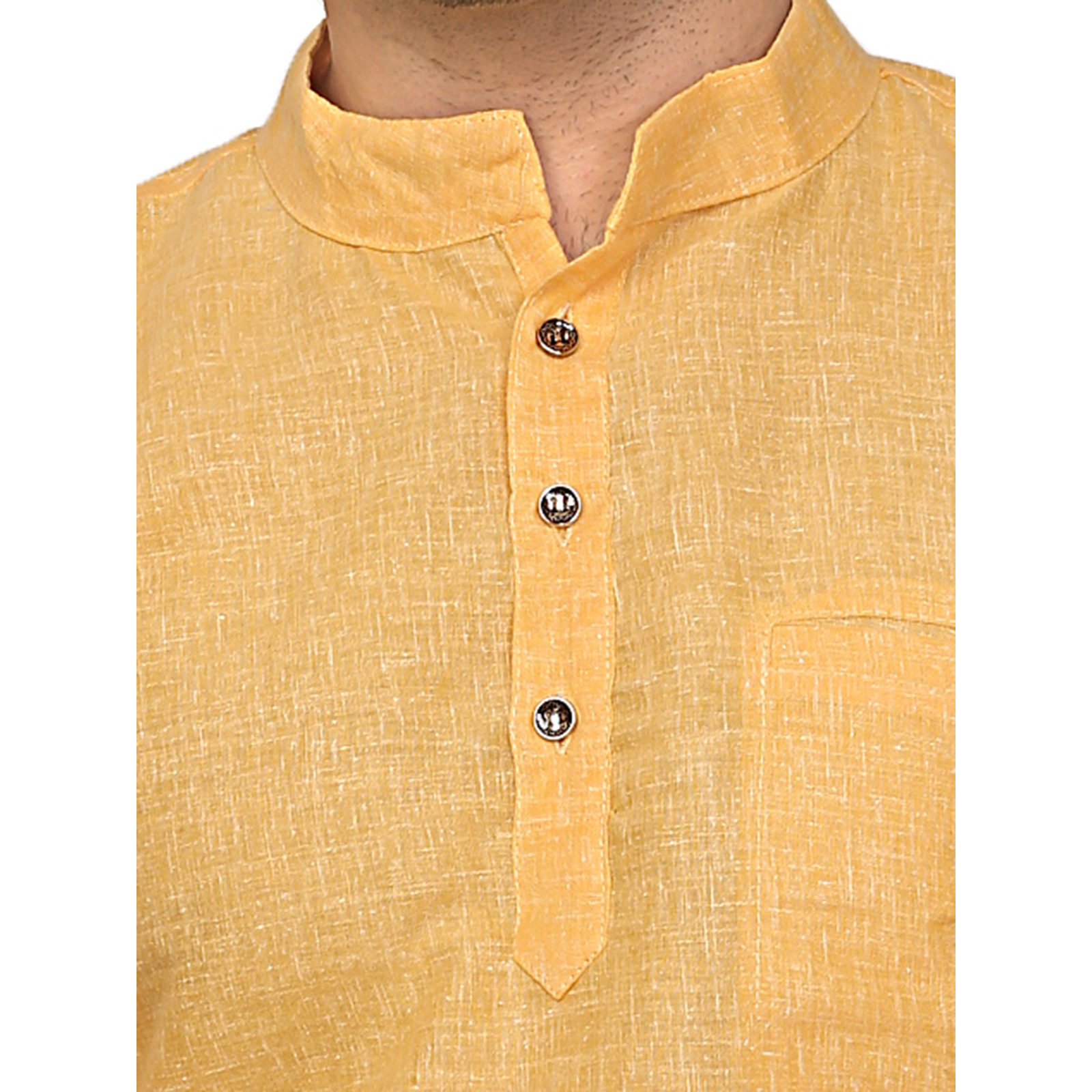 GARUN YELLOW HALF SLLEVE SHORT KURTA (Size:L)