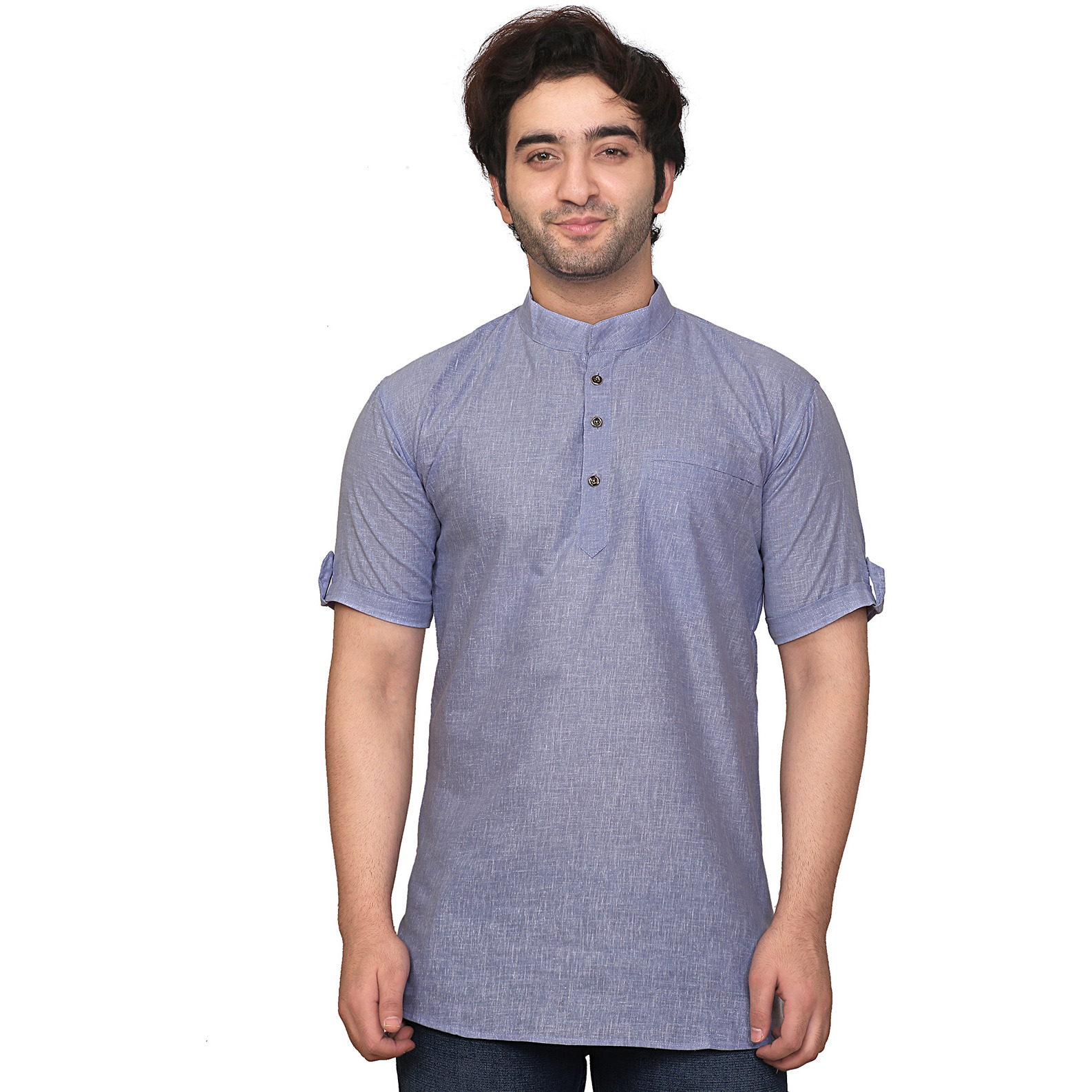 GARUN BLUE HALF SLLEVE SHORT KURTA