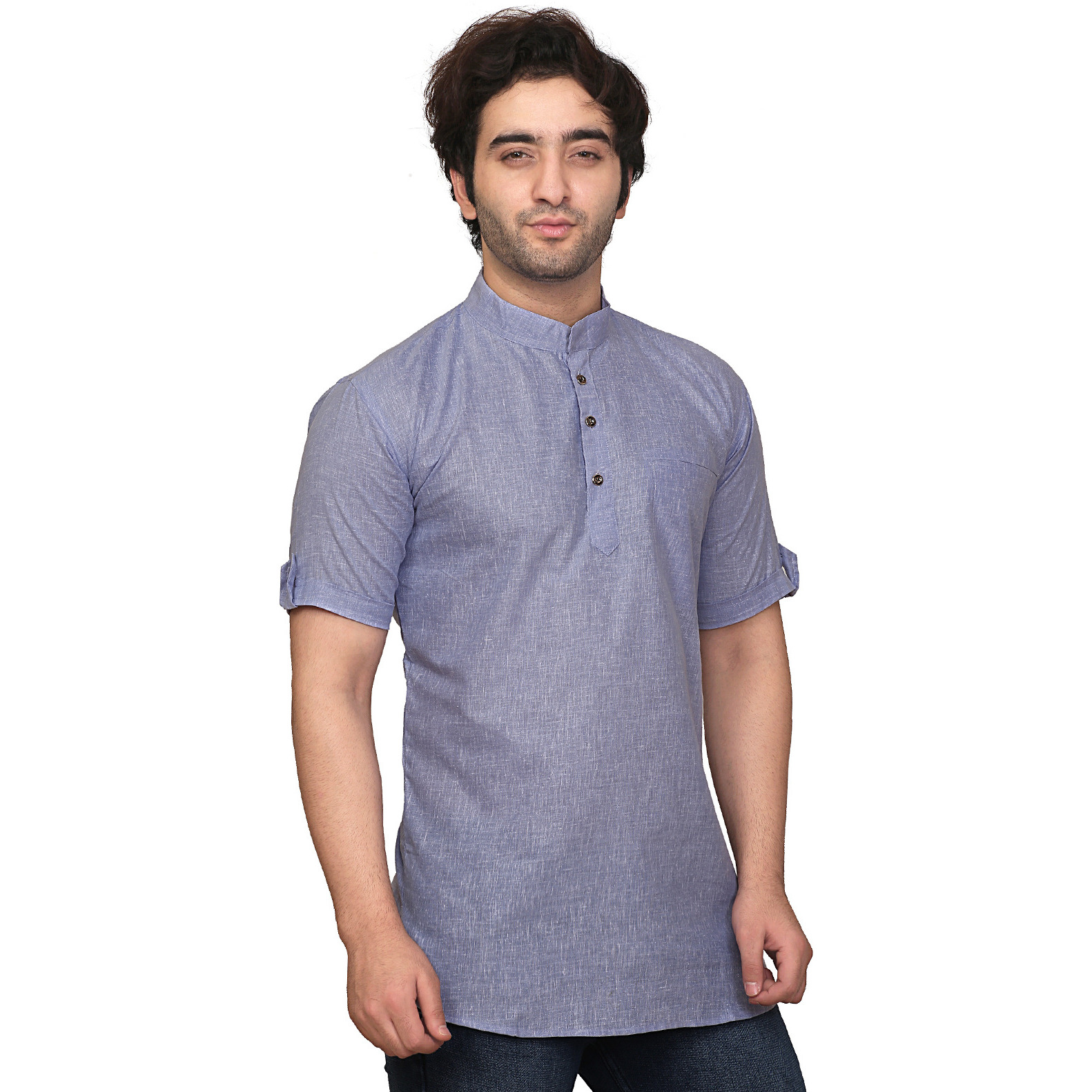 GARUN BLUE HALF SLLEVE SHORT KURTA