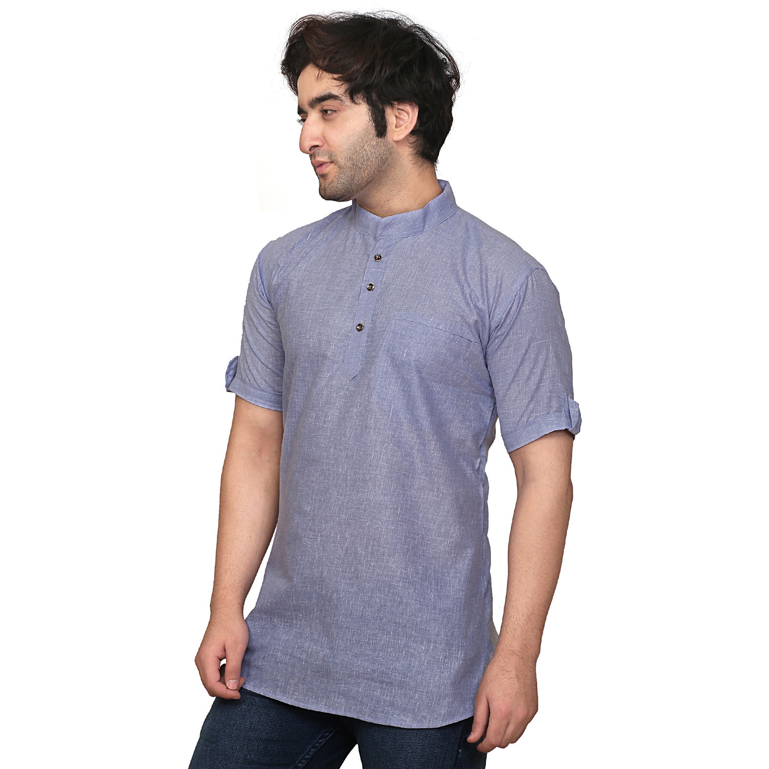 GARUN BLUE HALF SLLEVE SHORT KURTA