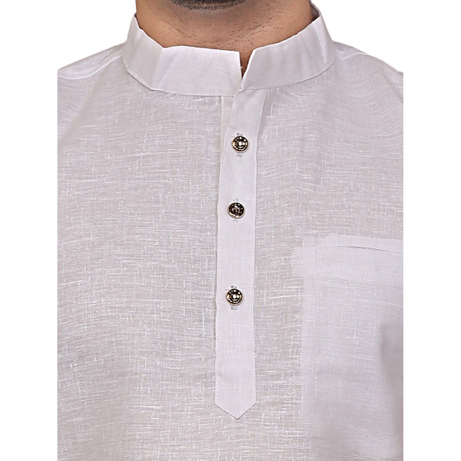 GARUN WHITE HALF SLLEVE SHORT KURTA (Size:L)