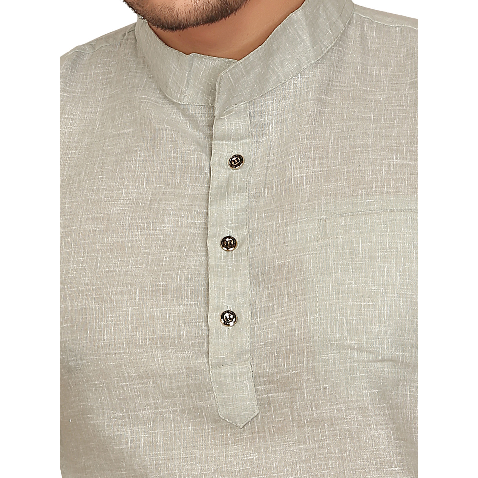 GARUN GRAY HALF SLLEVE SHORT KURTA (Size:L)