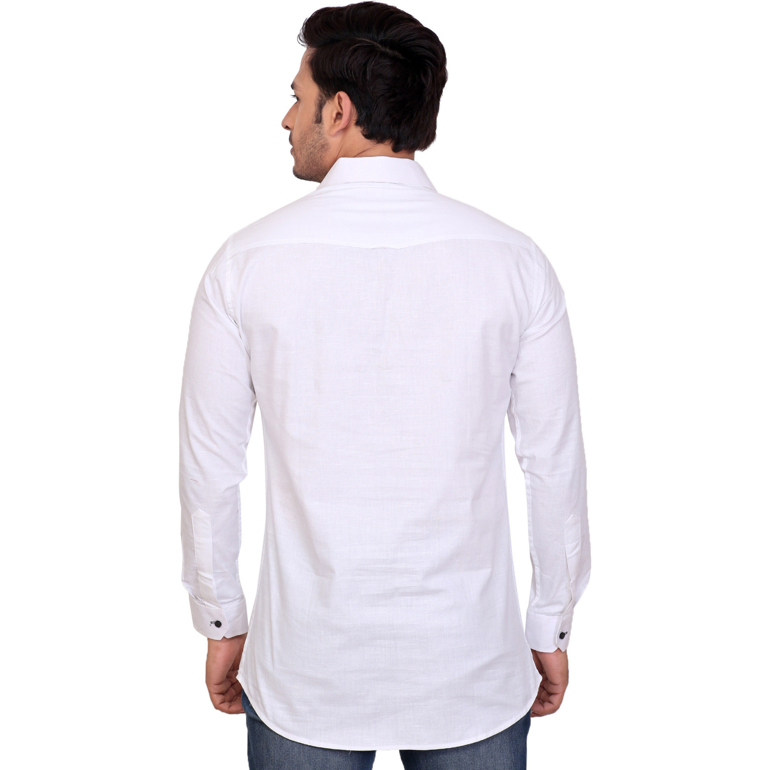 Garun White Solid Men's Straight Kurta (Size:M)