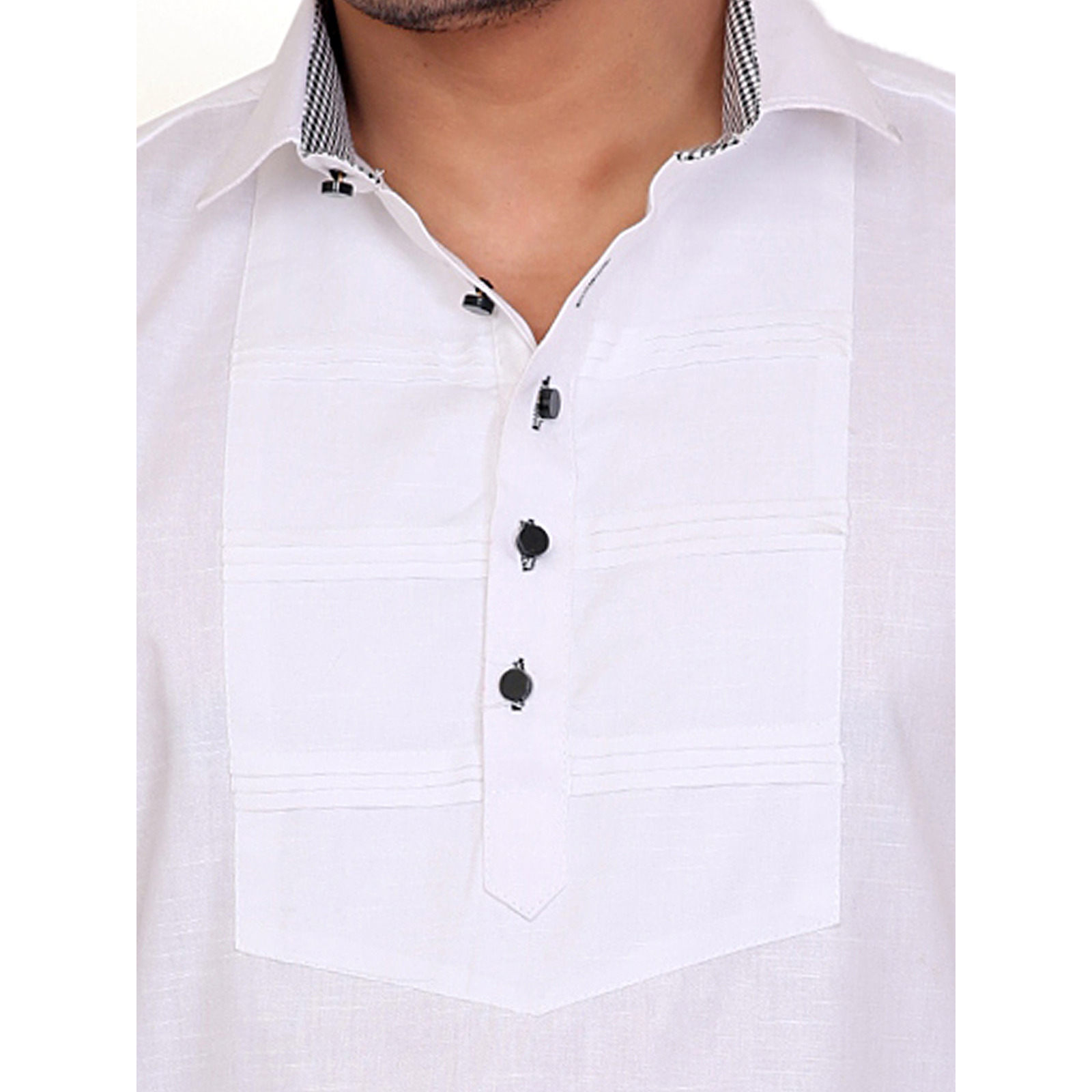 Garun White Solid Men's Straight Kurta (Size:M)