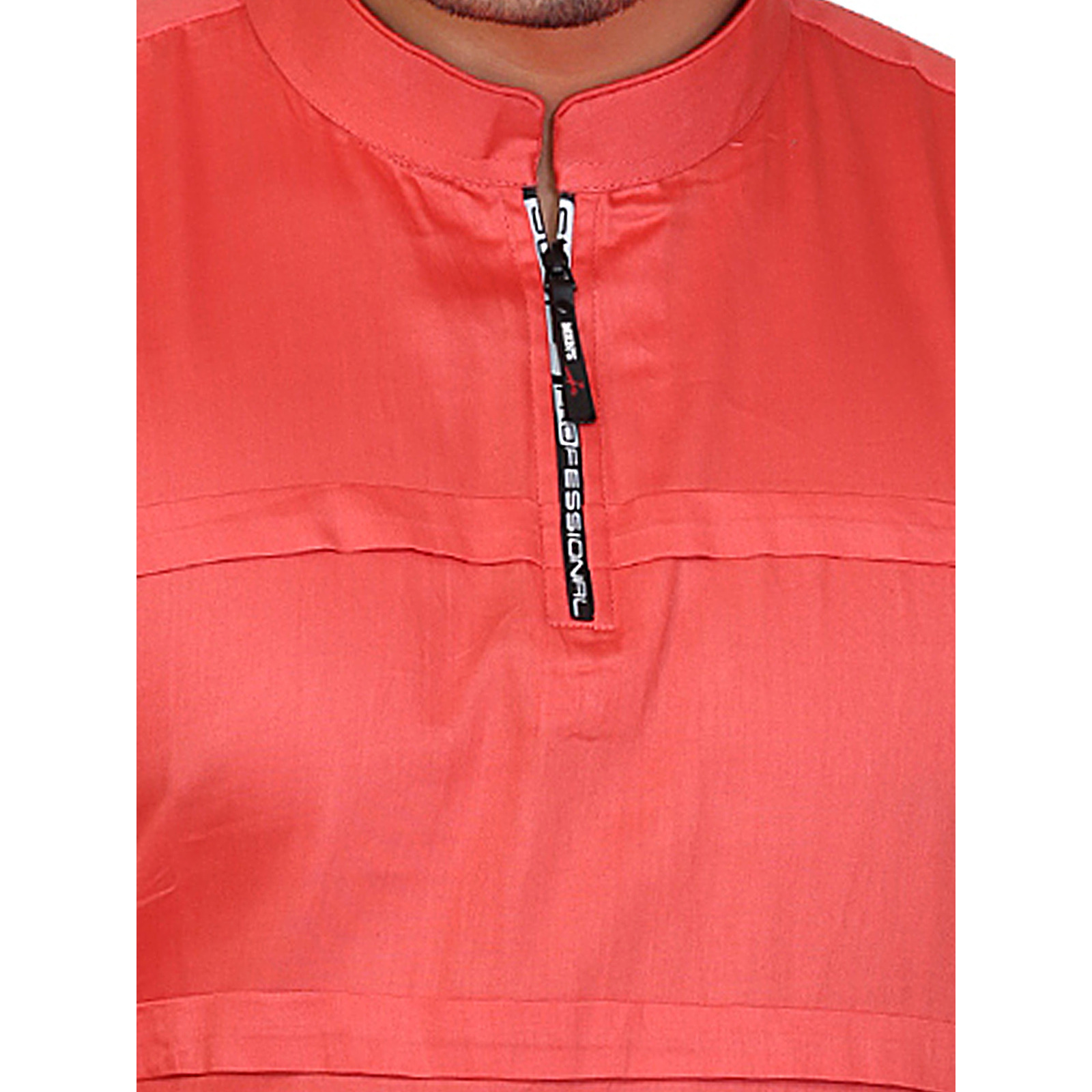 Garun Orange Half Zip Solid Men's Straight Kurta