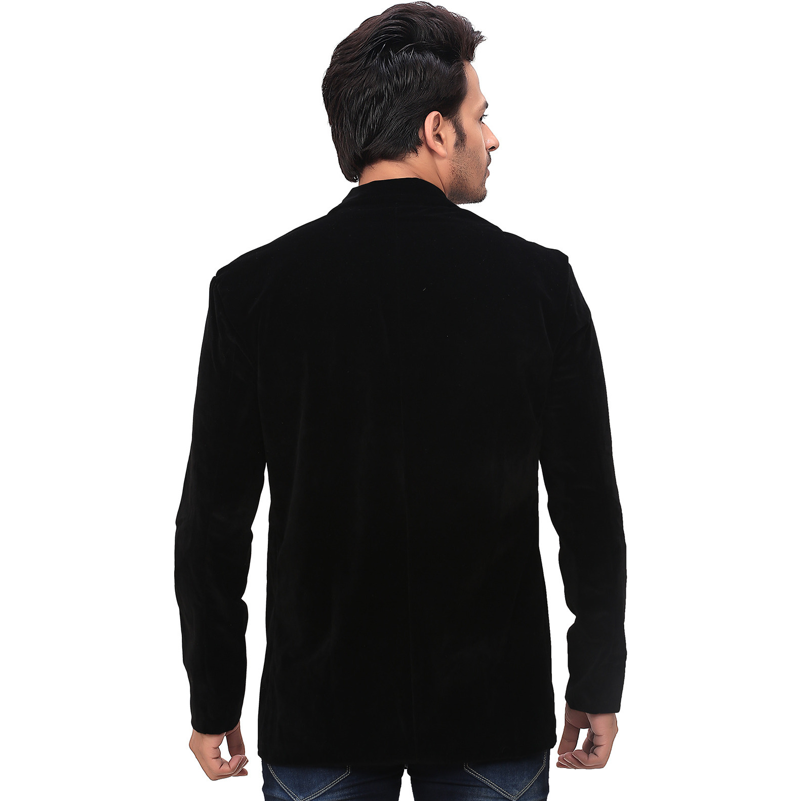 Garun Black Party Wear Velvet Blazer (Size:M)