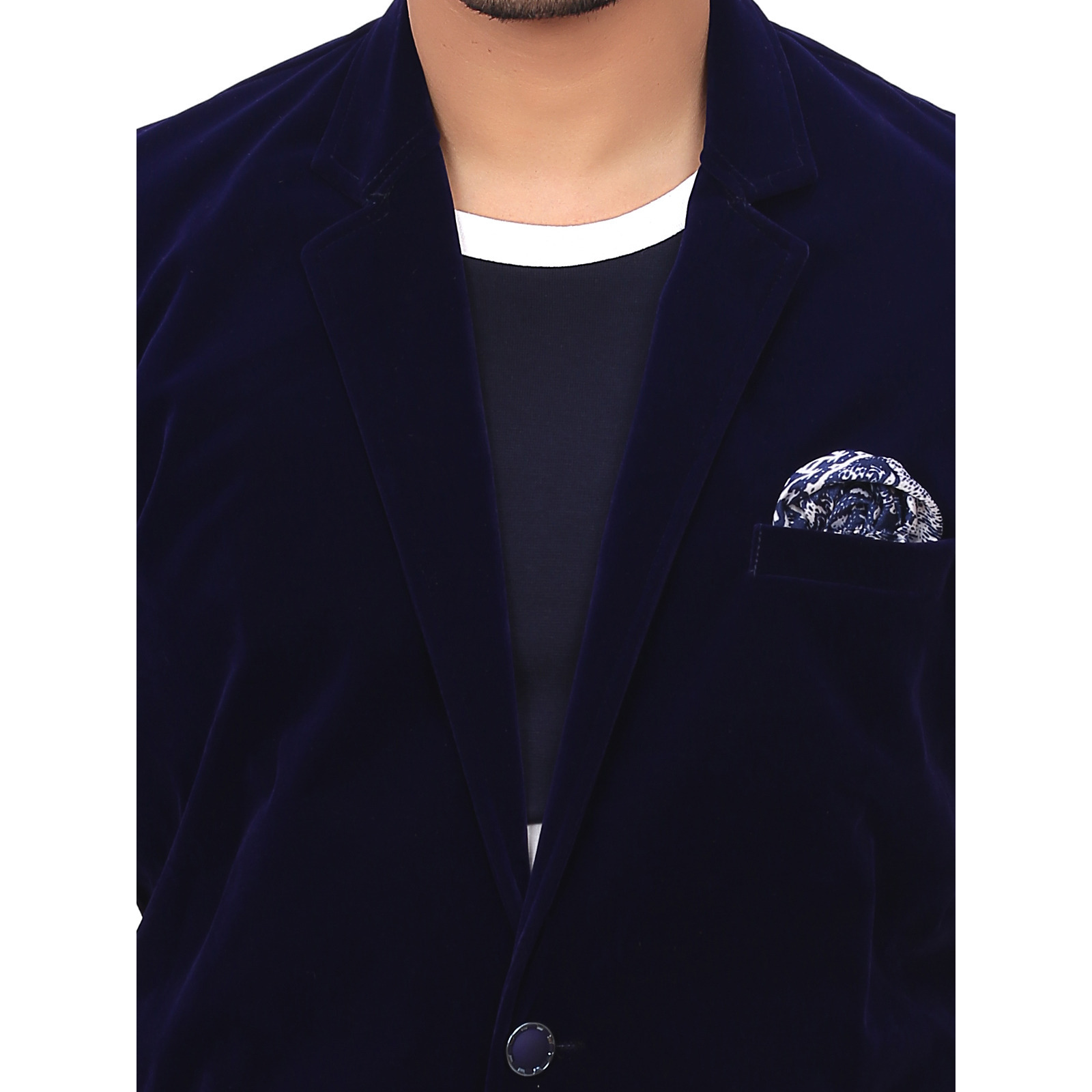 Garun Blue Party Wear Velvet Blazer