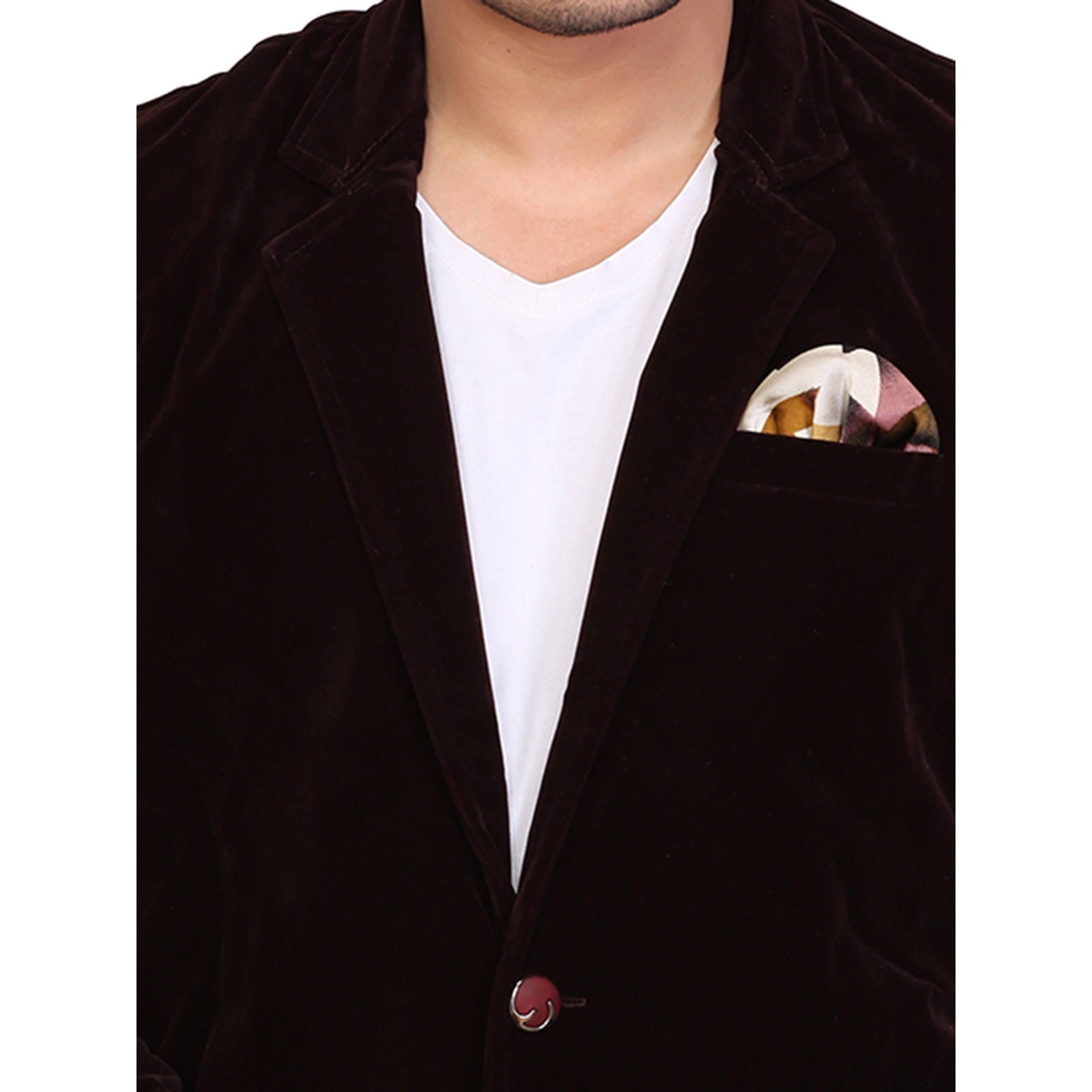 Garun Brown Party Wear Velvet Blazer (Size:L)