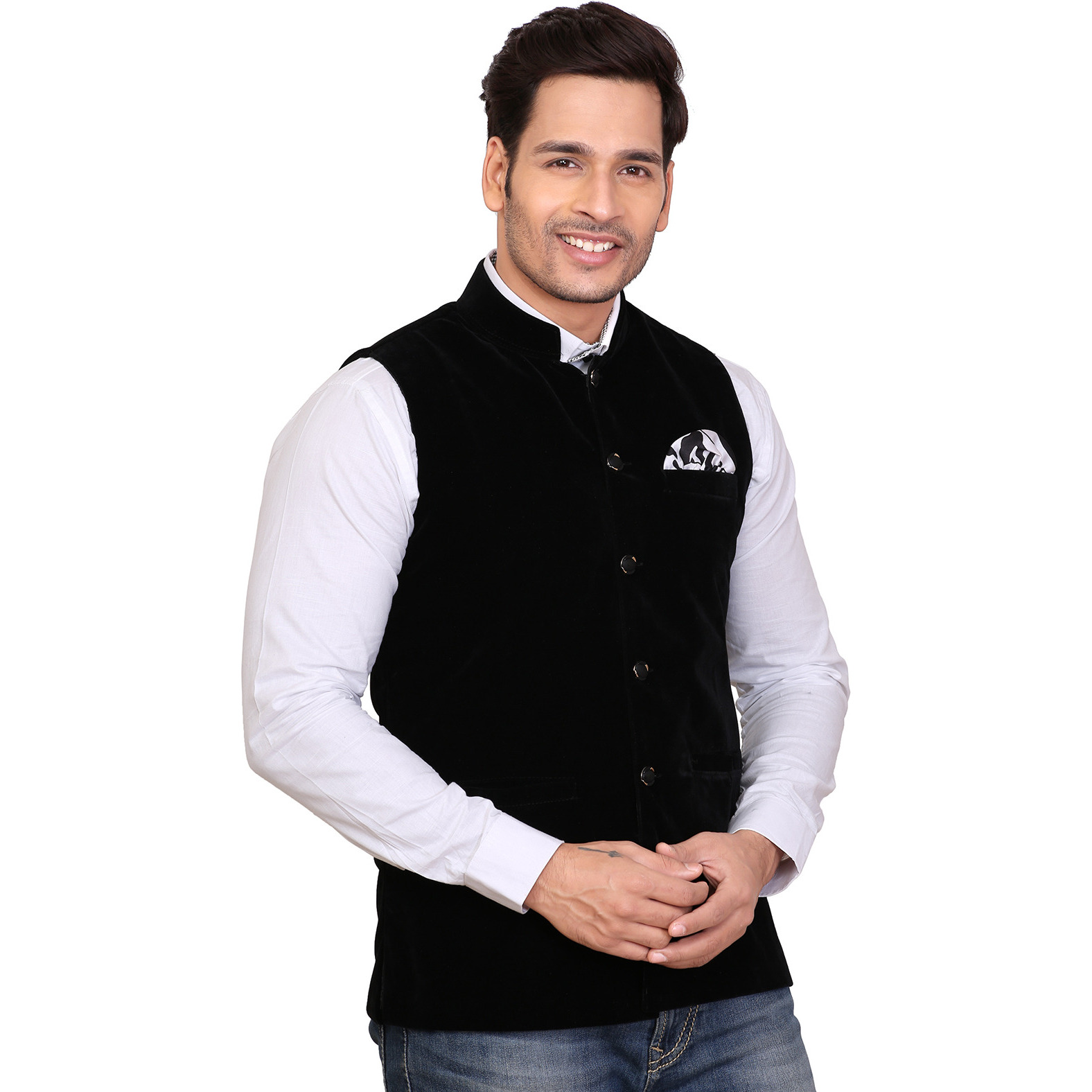 Garun Black Velvet Waistcoat (Size:M)