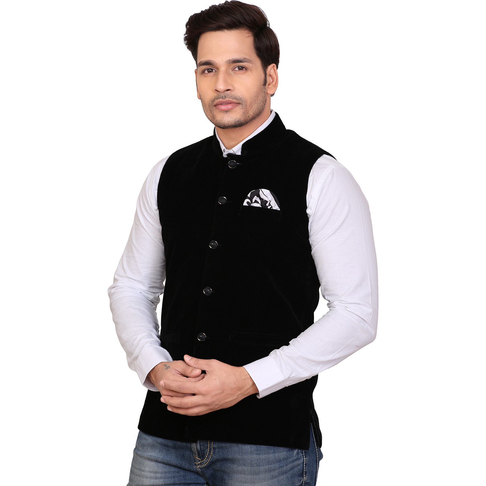 Garun Black Velvet Waistcoat (Size:M)