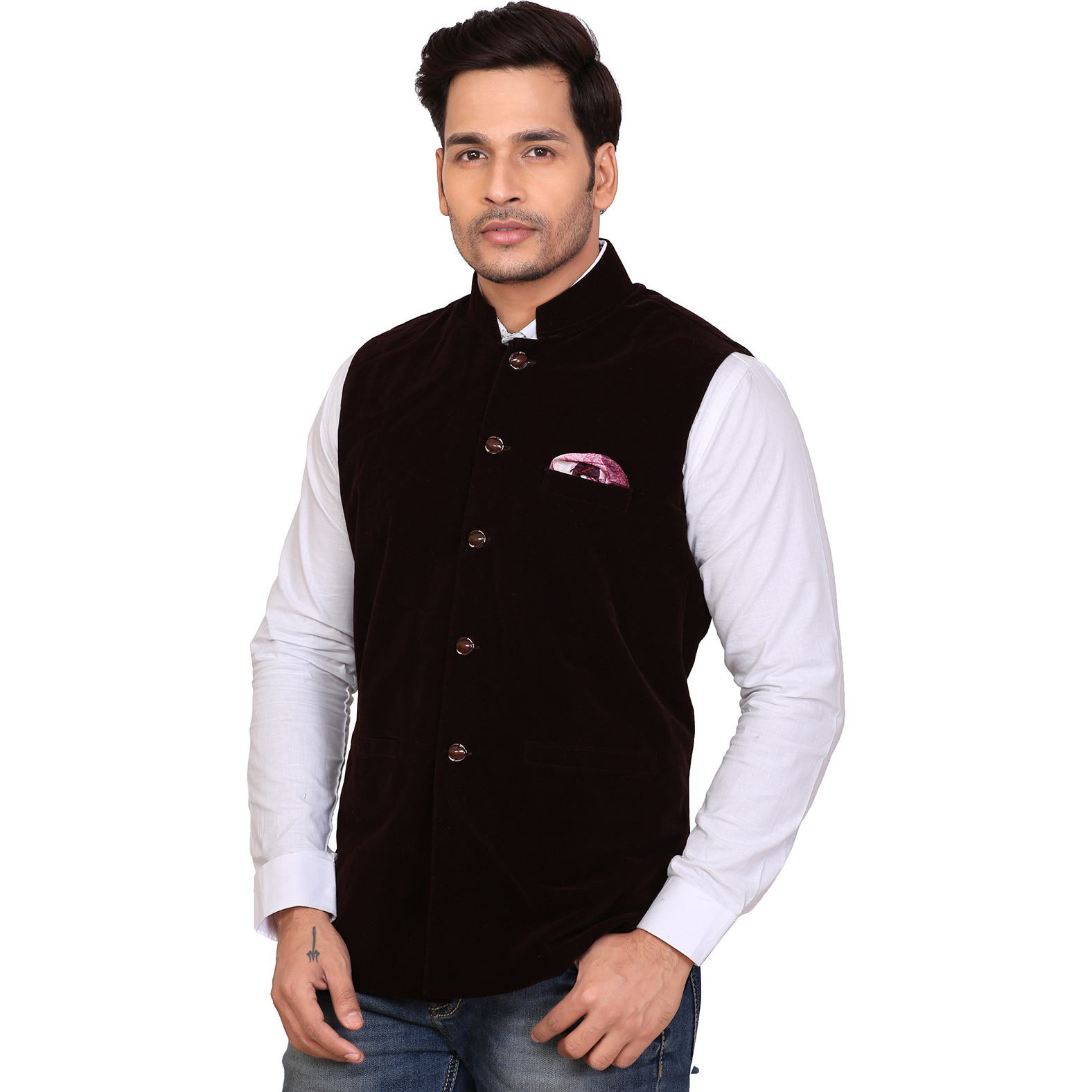 Garun Brown Velvet Waistcoat (Size:M)