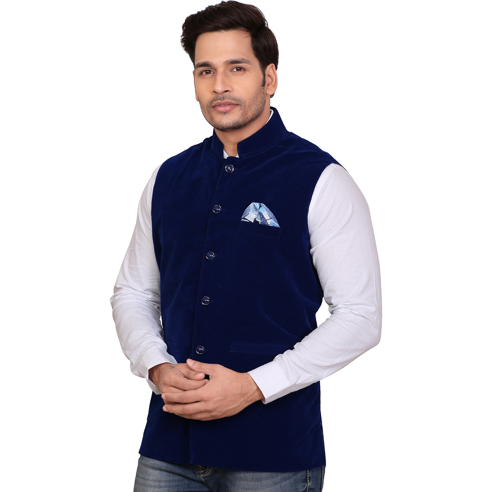 Garun Blue Velvet Waiscoat