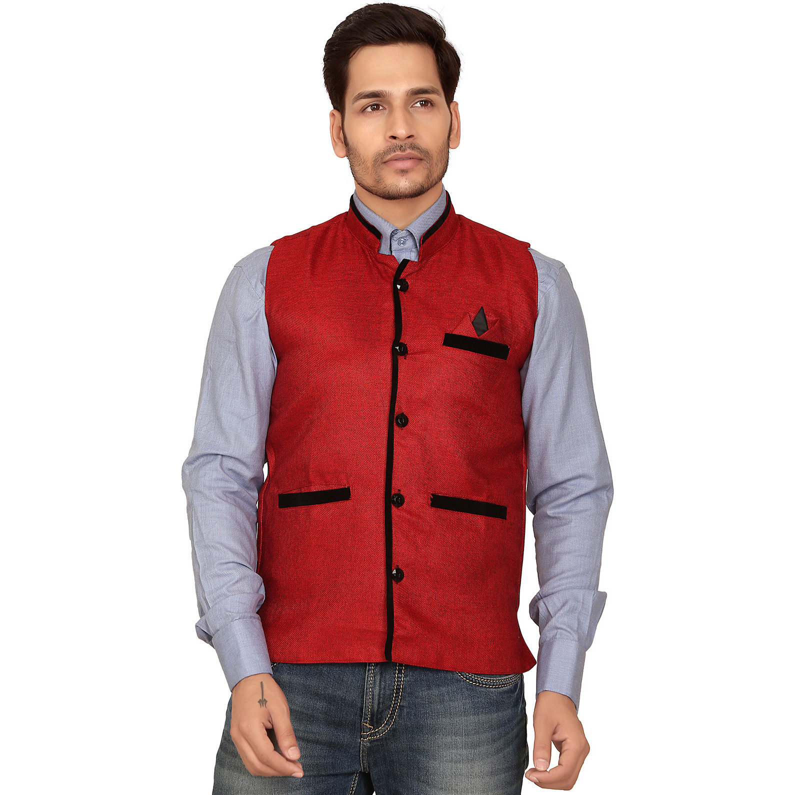 Garun Red Nehru Jacket