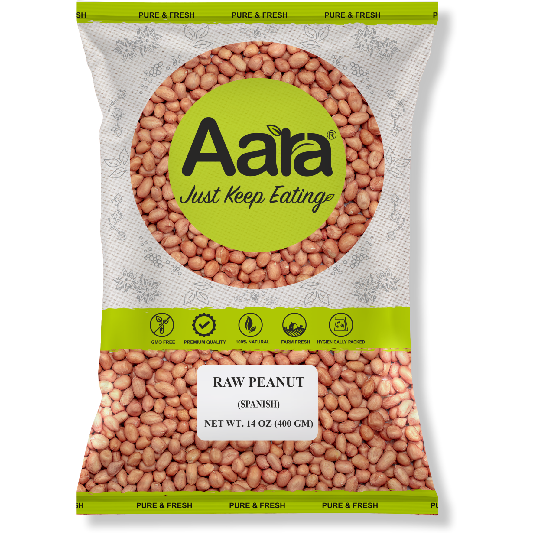 Aara Raw Peanuts - 14 oz
