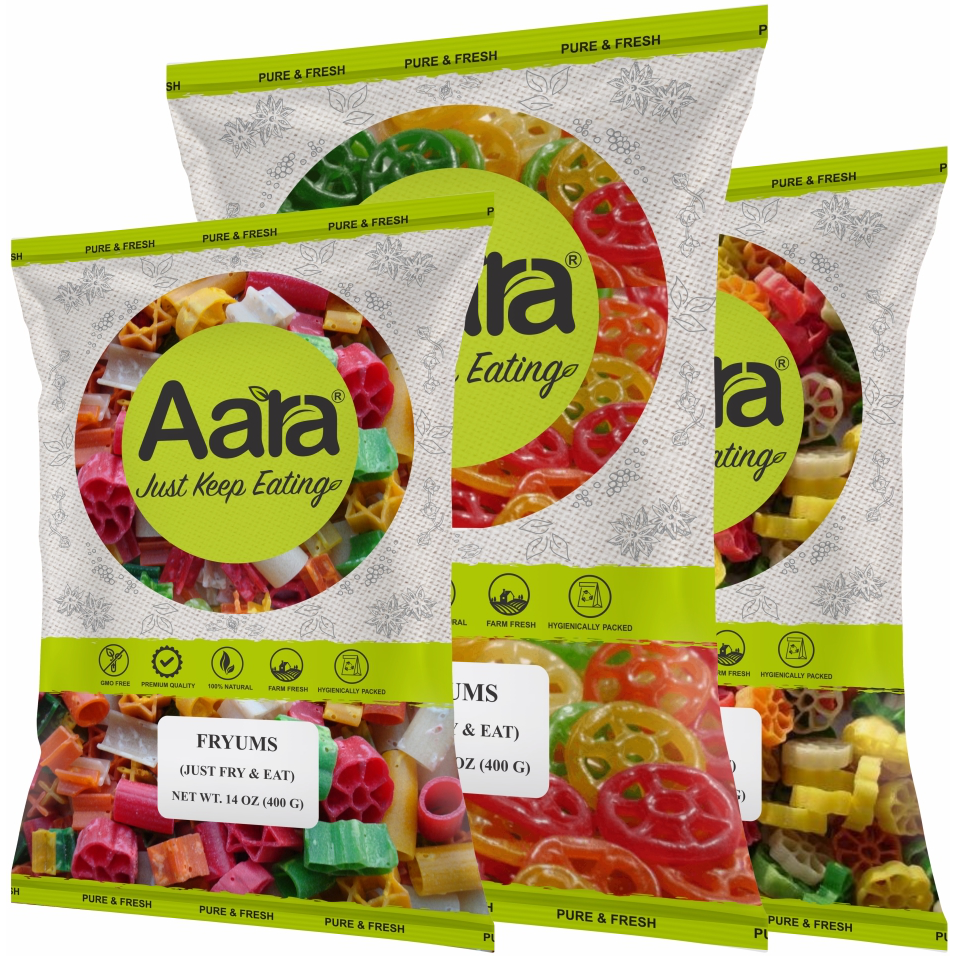 Aara Fryums Fry & Eat Star Plain - 400 GM