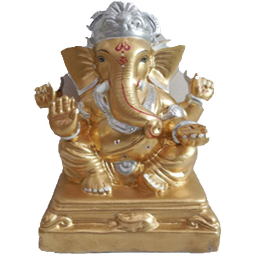 Metallic Gold Ganesh Visarjan Eco-Friendly Clay Murti (Ganesh Chaturthi Puja) Size 6