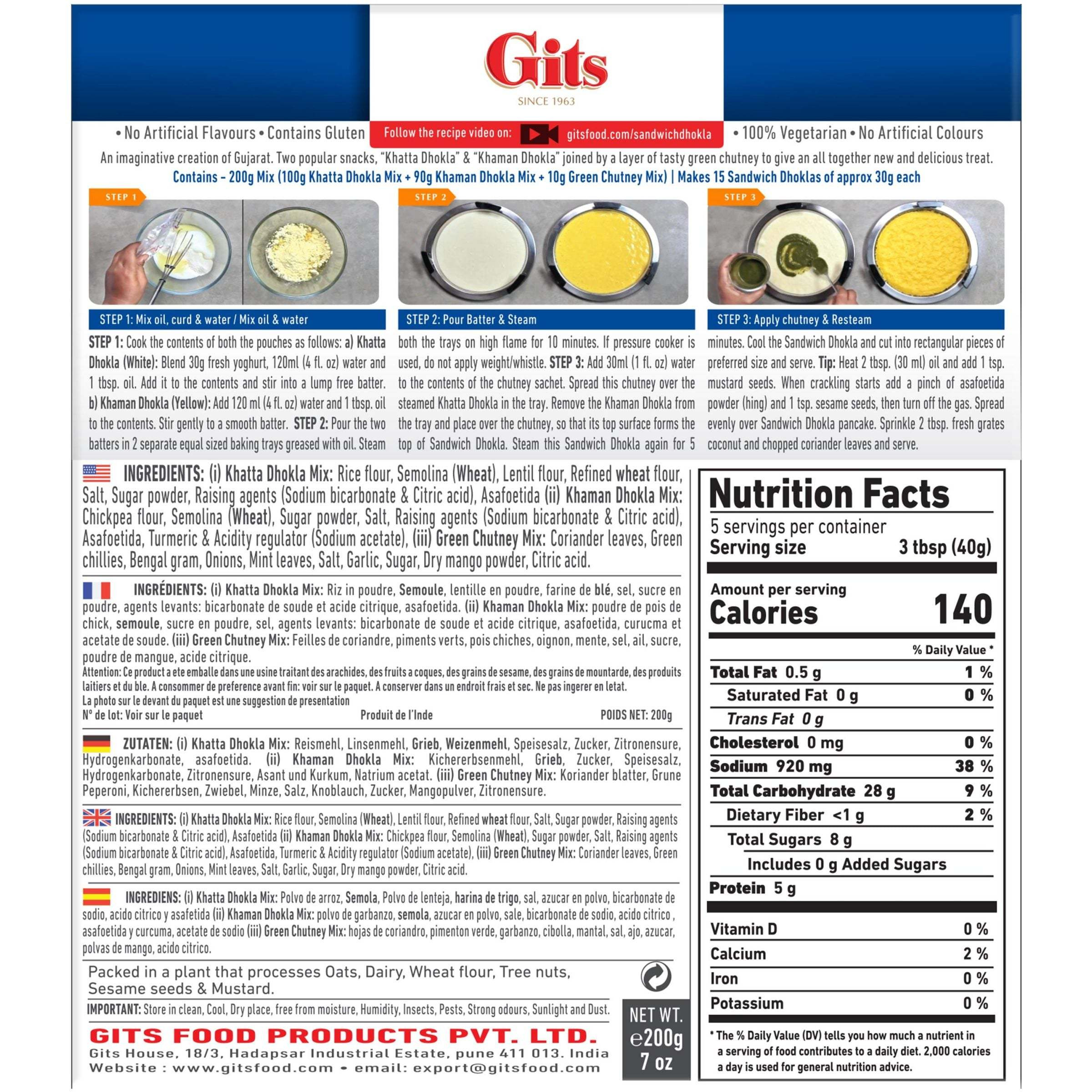 Gits Sandwich Dhokla Mix - 200GM