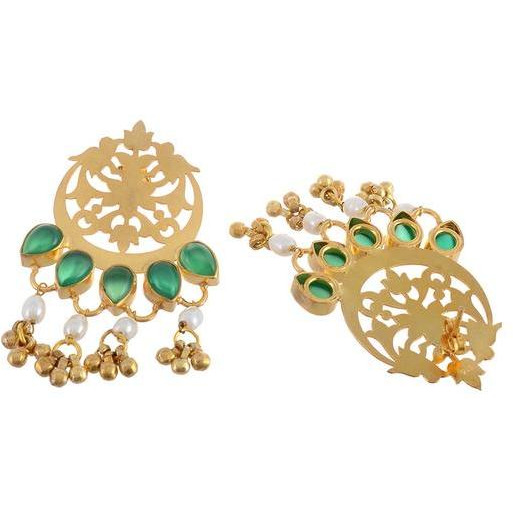 22-Karat Gold-Plated & Green Sterling Silver Classic Drop Earrings By Silvermerc Designs