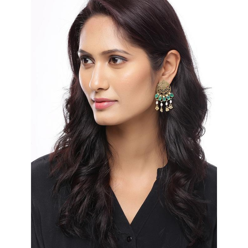 22-Karat Gold-Plated & Green Sterling Silver Classic Drop Earrings By Silvermerc Designs