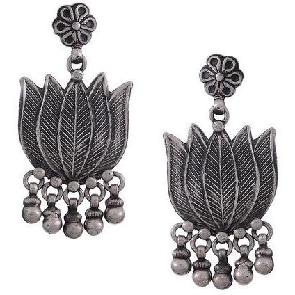 Silver-Plated Oxidised Classic Drop Earrings By Silvermerc Designs