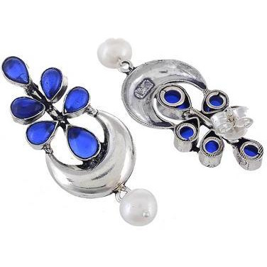 Silver-Plated & Blue Classic Drop Earrings By Silvermerc Designs