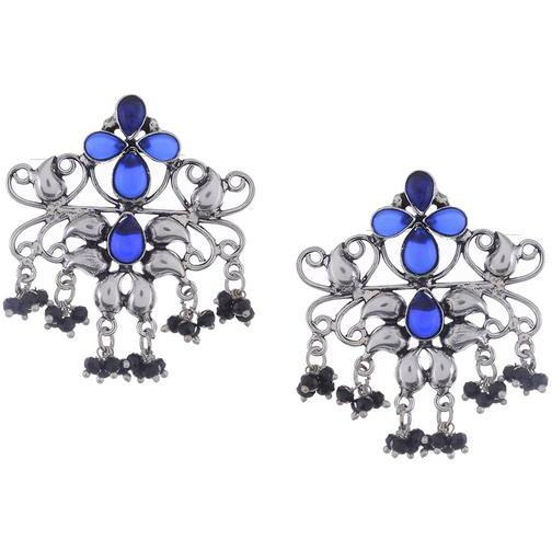 Silver-Plated Blue Classic Drop Earrings By Silvermerc Designs