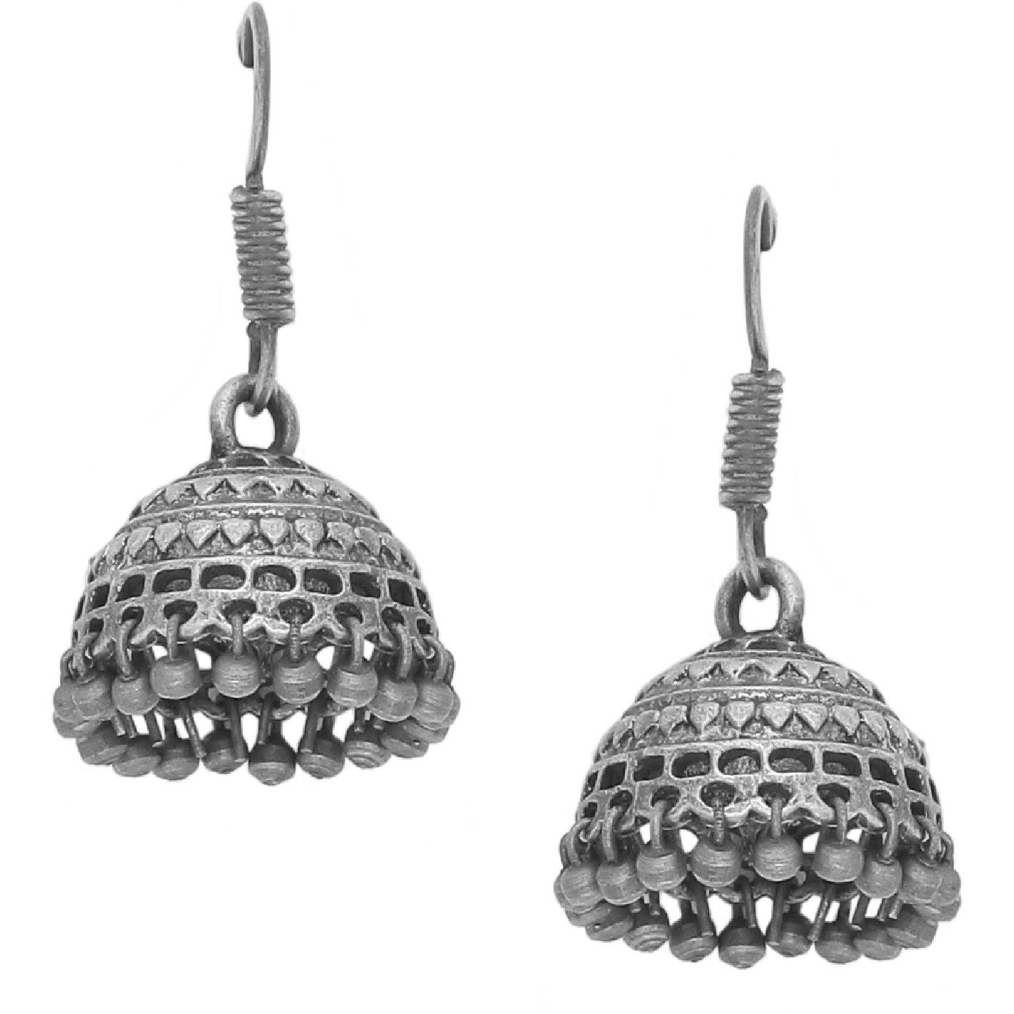 Beautiful Silver Detailng Jhumka Earrings By Silvermerc Designs