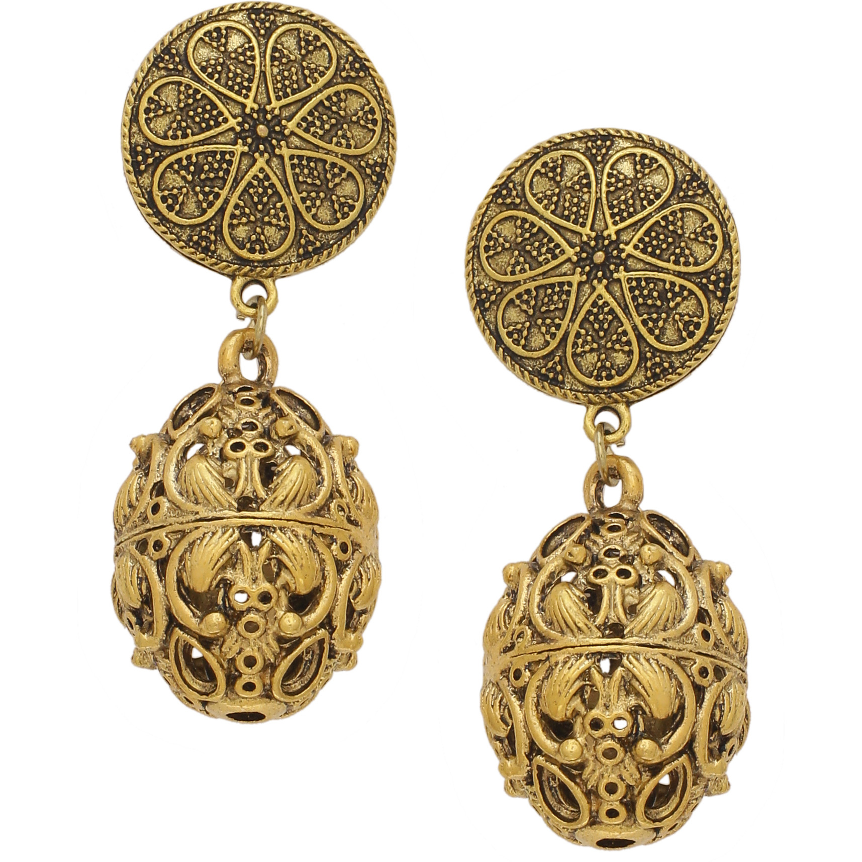 Beautiful Gold Tone Dome Shape Drop Earrings By Silvermerc Designs
